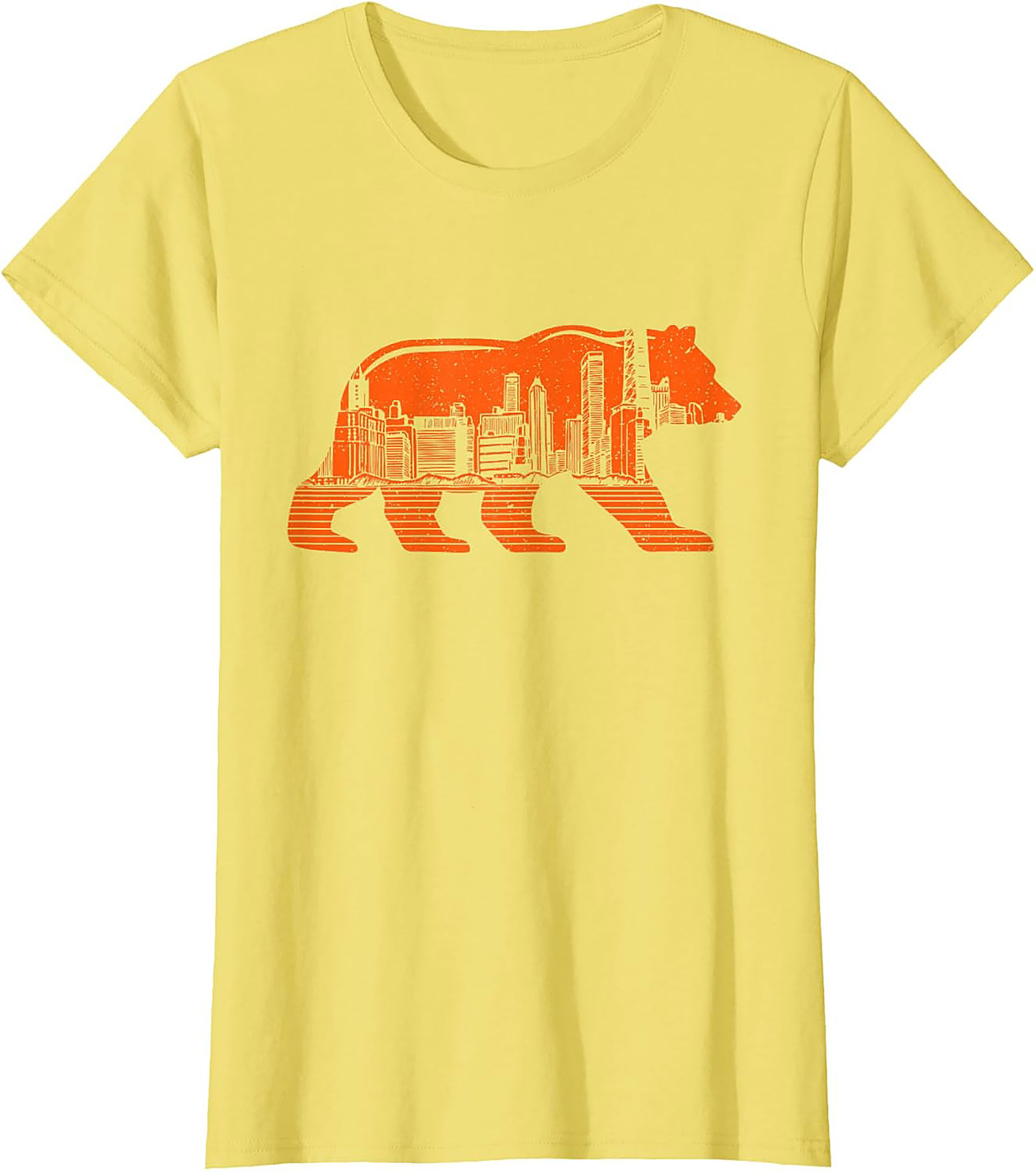 Chicago Bear City Skyline T-Shirt Bold Orange Graphic Tee