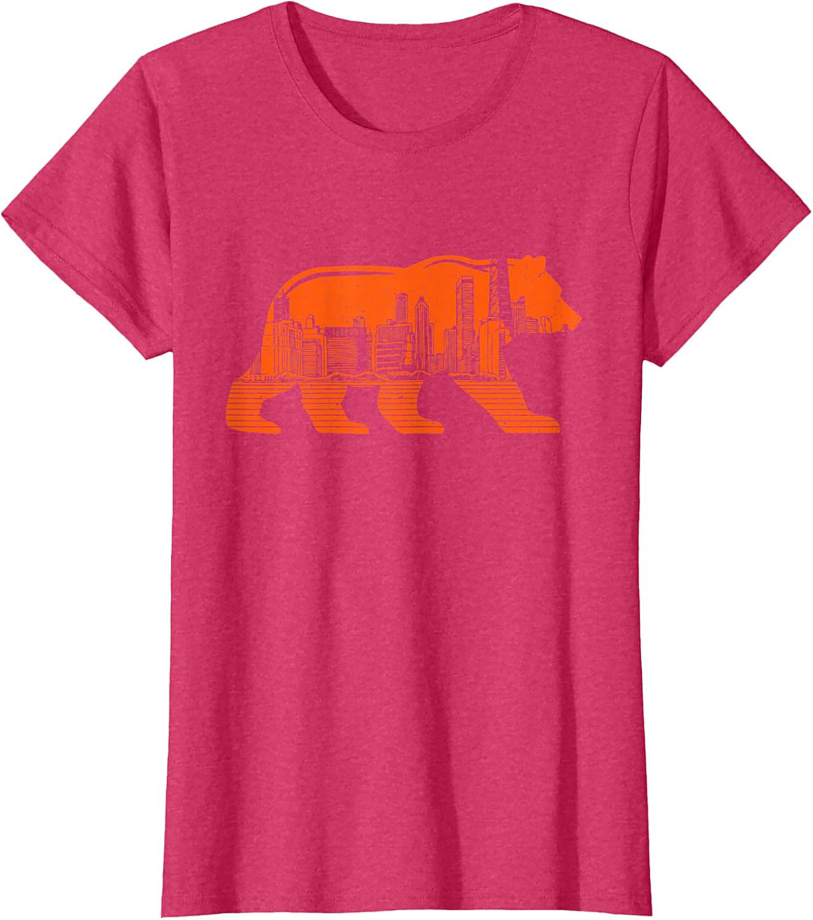 Chicago Bear City Skyline T-Shirt Bold Orange Graphic Tee
