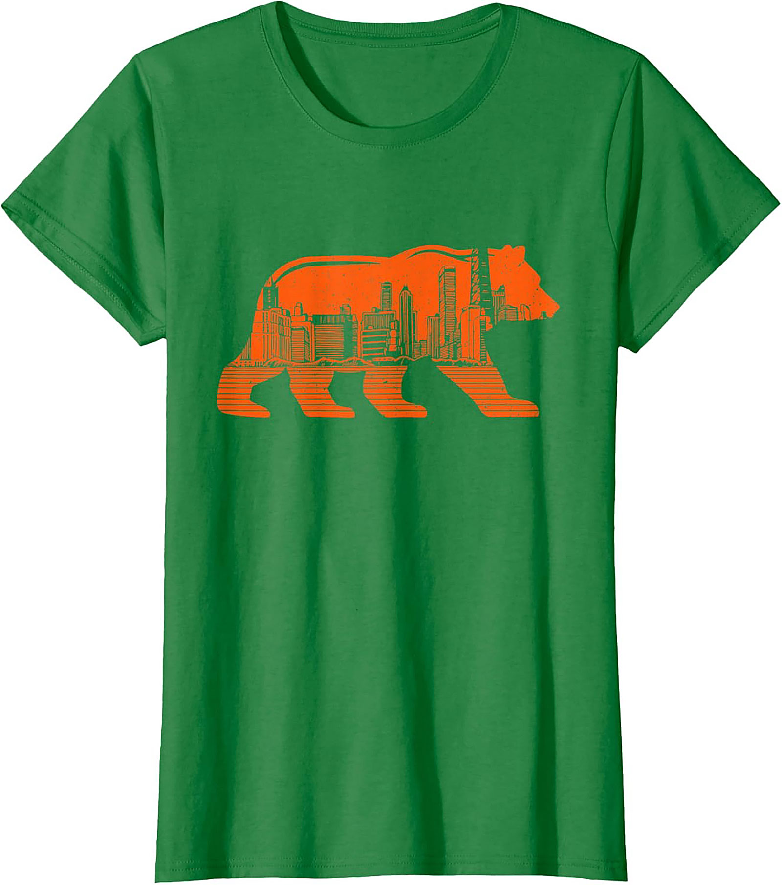 Chicago Bear City Skyline T-Shirt Bold Orange Graphic Tee