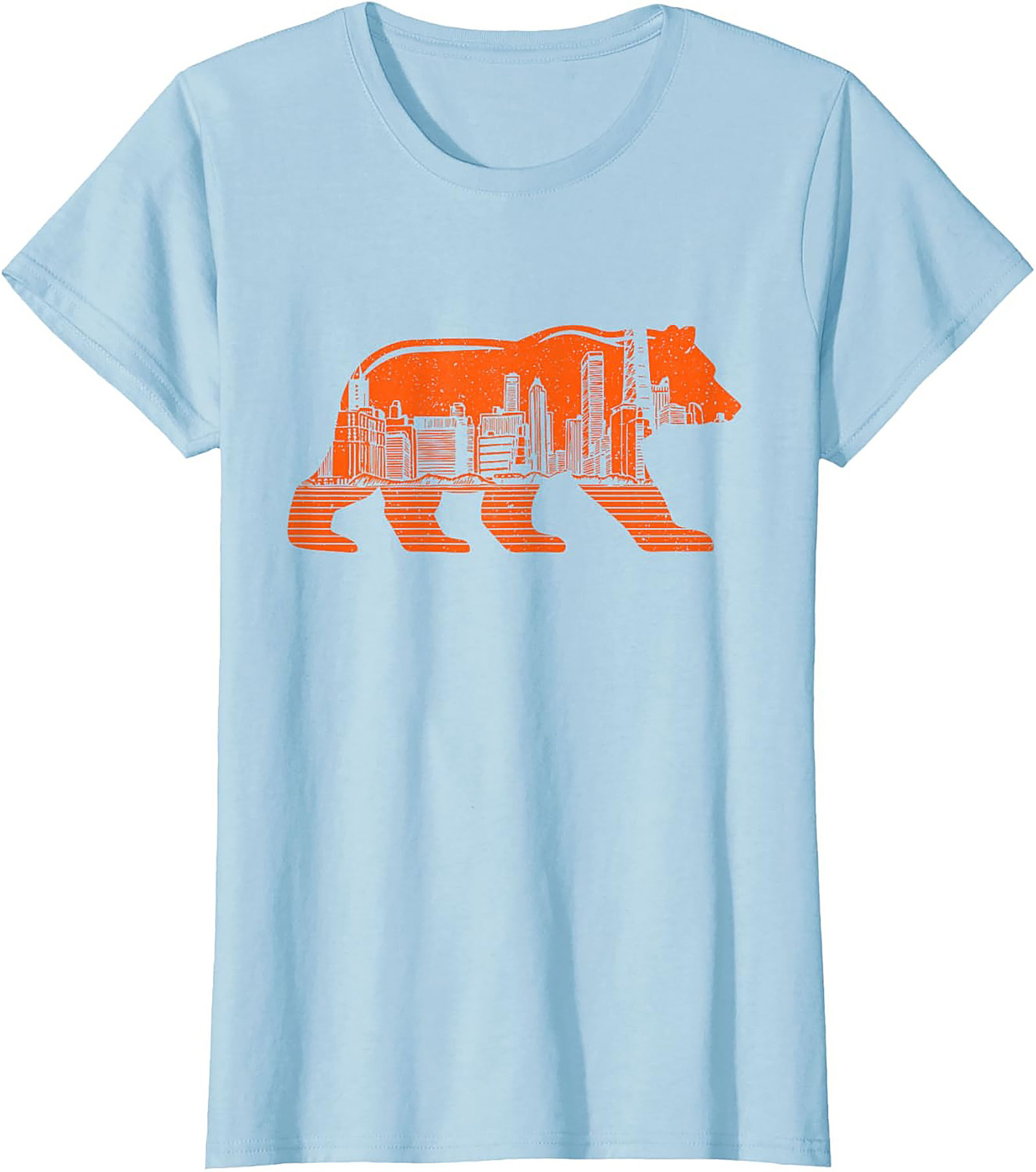 Chicago Bear City Skyline T-Shirt Bold Orange Graphic Tee