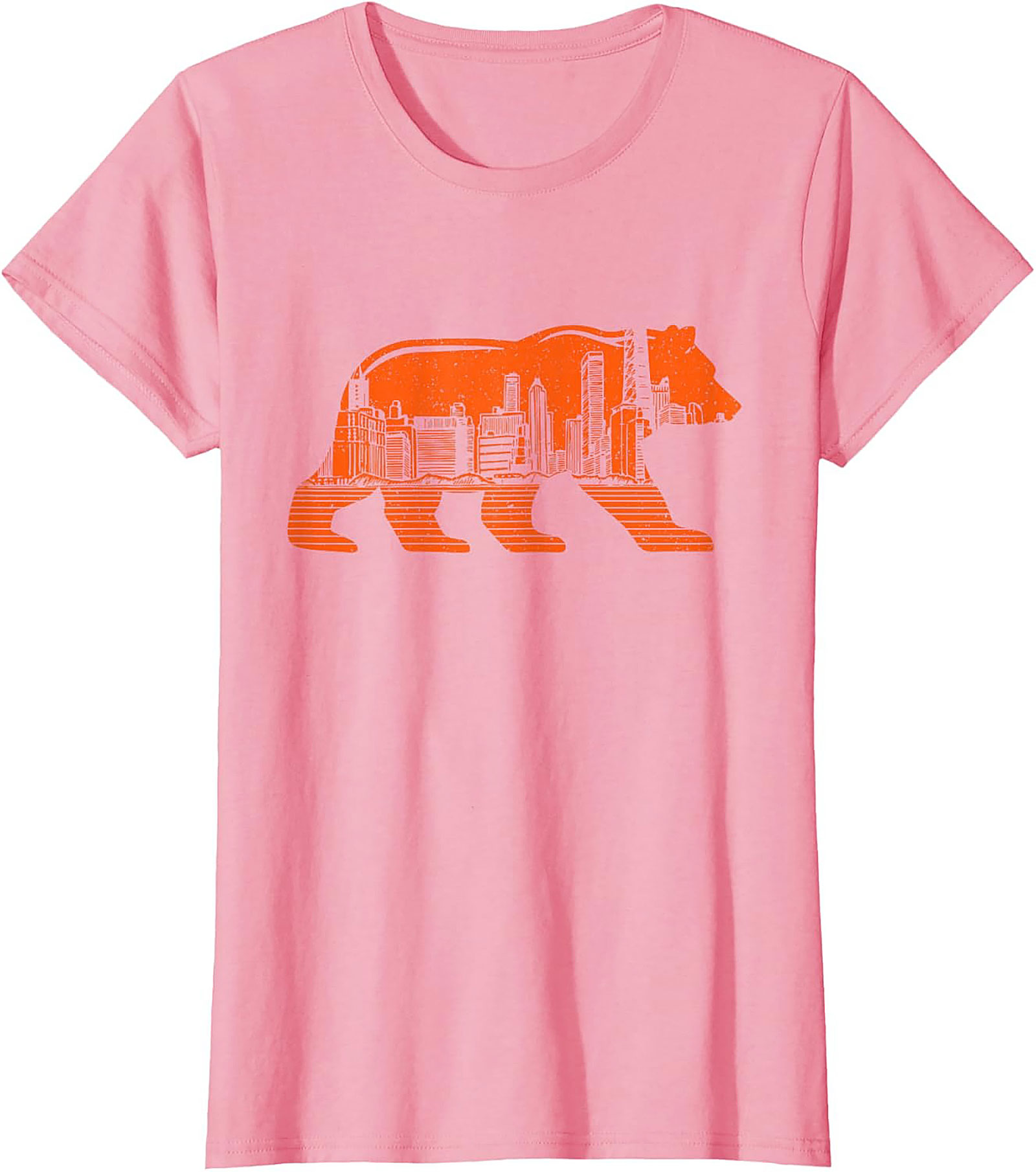 Chicago Bear City Skyline T-Shirt Bold Orange Graphic Tee