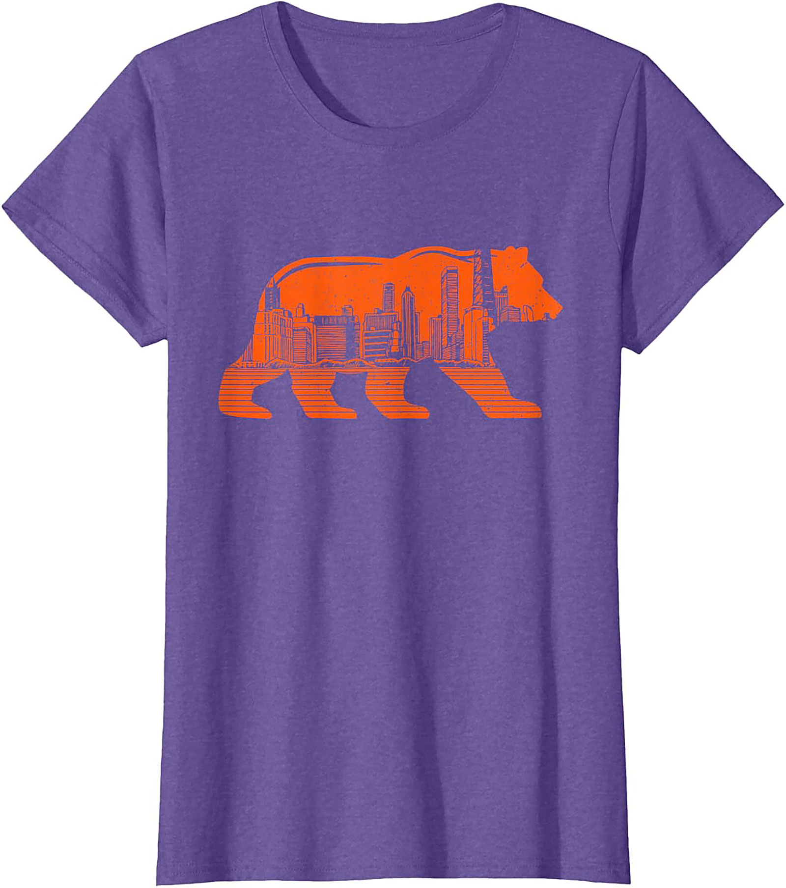 Chicago Bear City Skyline T-Shirt Bold Orange Graphic Tee