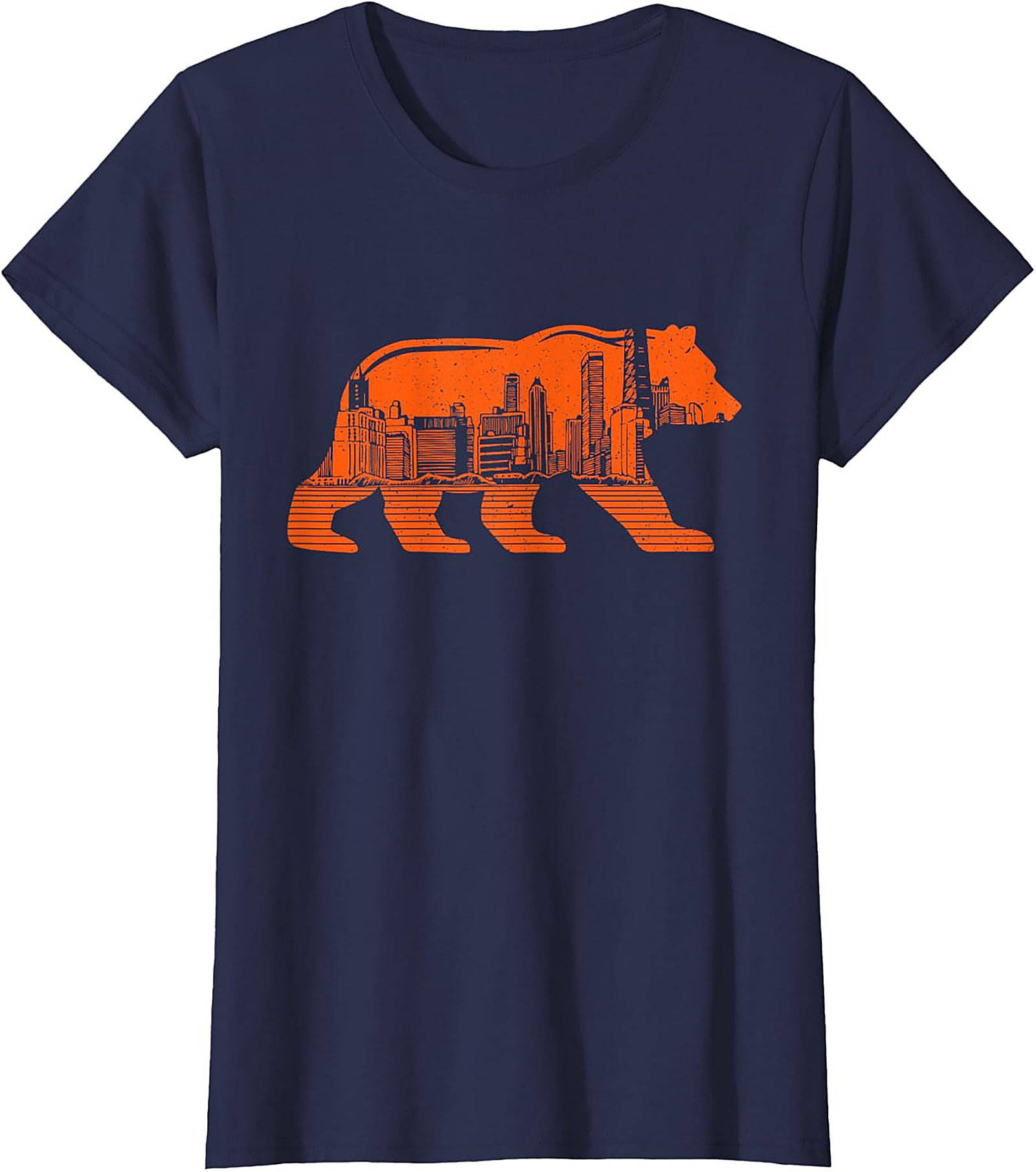 Chicago Bear City Skyline T-Shirt Bold Orange Graphic Tee
