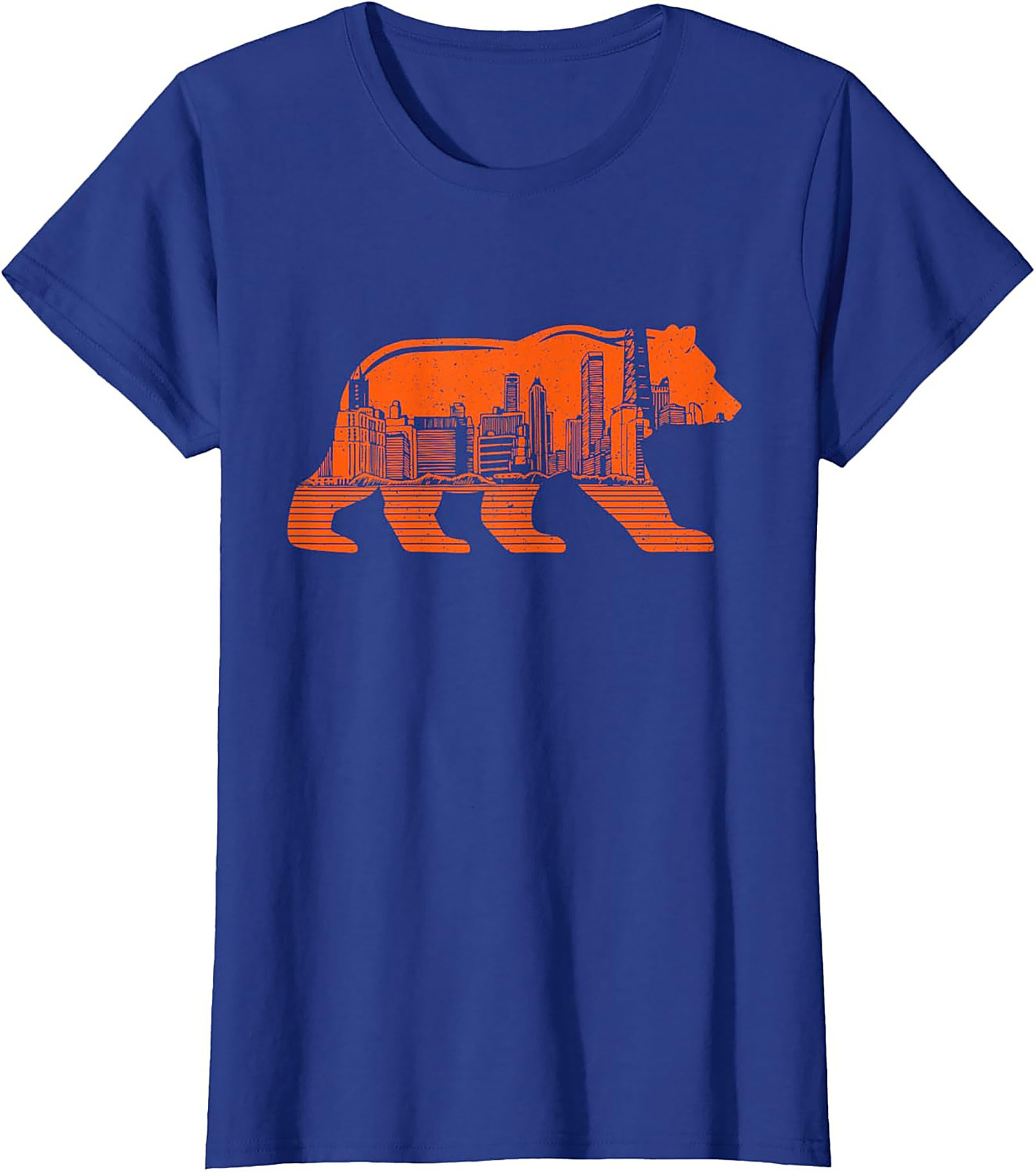 Chicago Bear City Skyline T-Shirt Bold Orange Graphic Tee