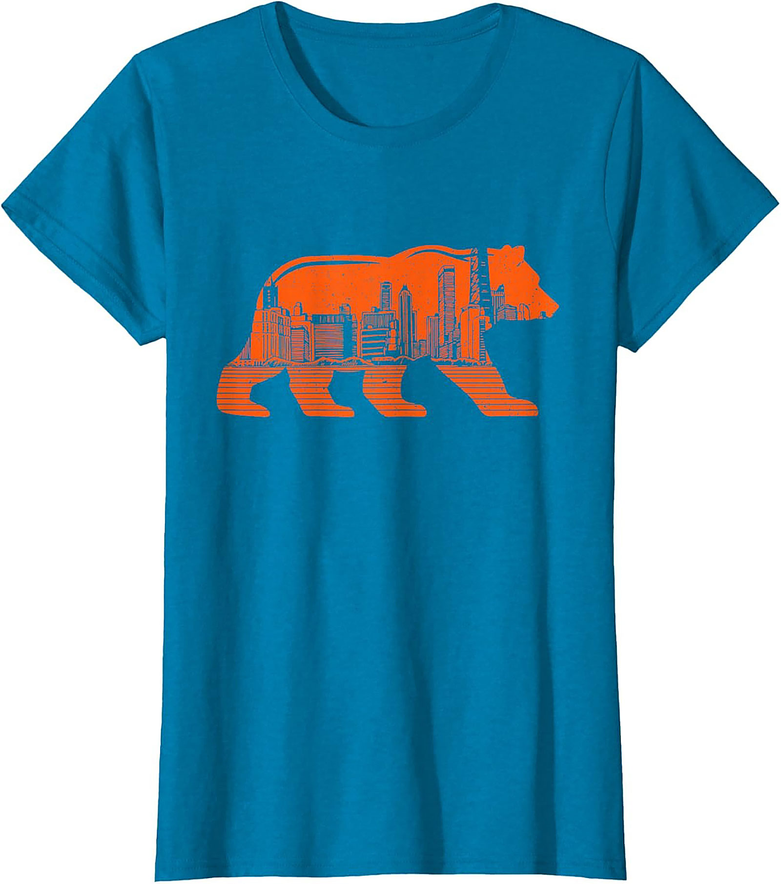Chicago Bear City Skyline T-Shirt Bold Orange Graphic Tee