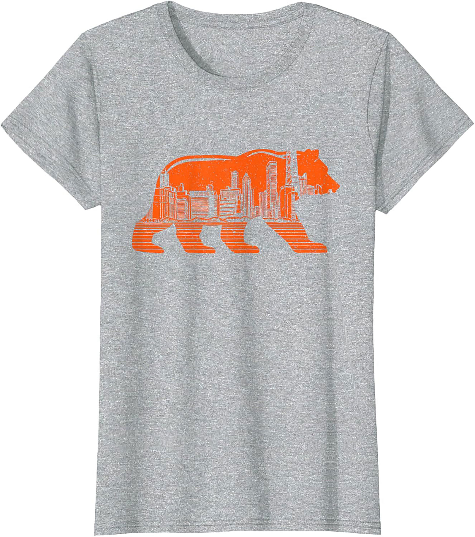 Chicago Bear City Skyline T-Shirt Bold Orange Graphic Tee