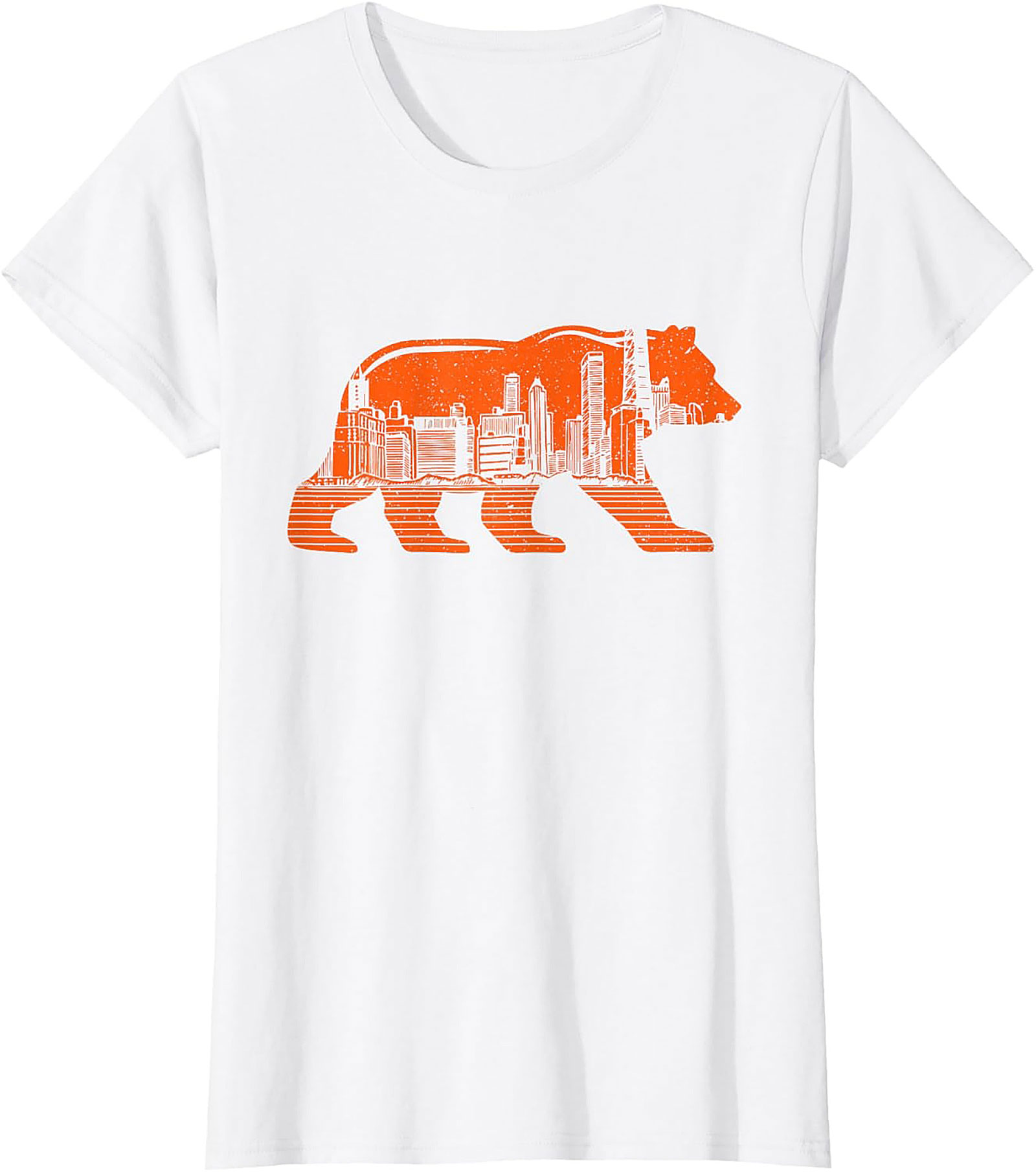 Chicago Bear City Skyline T-Shirt Bold Orange Graphic Tee