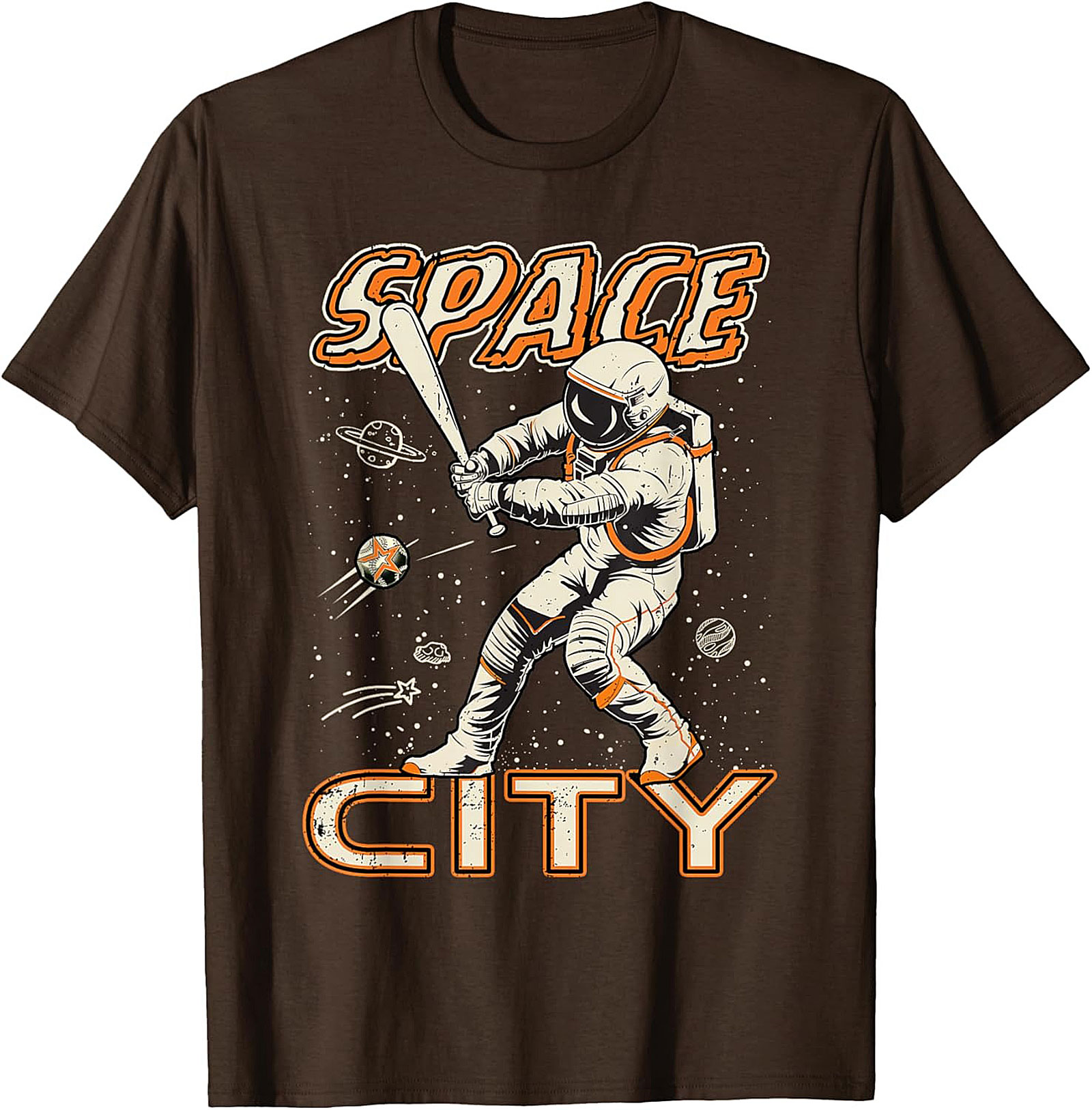 Space City Astronaut Baseball T-Shirt Retro Graphic Tee