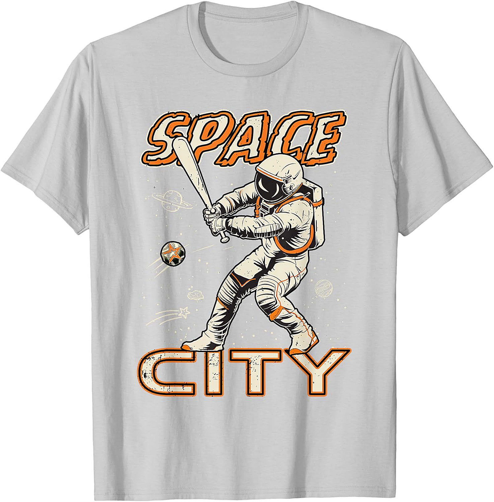 Space City Astronaut Baseball T-Shirt Retro Graphic Tee