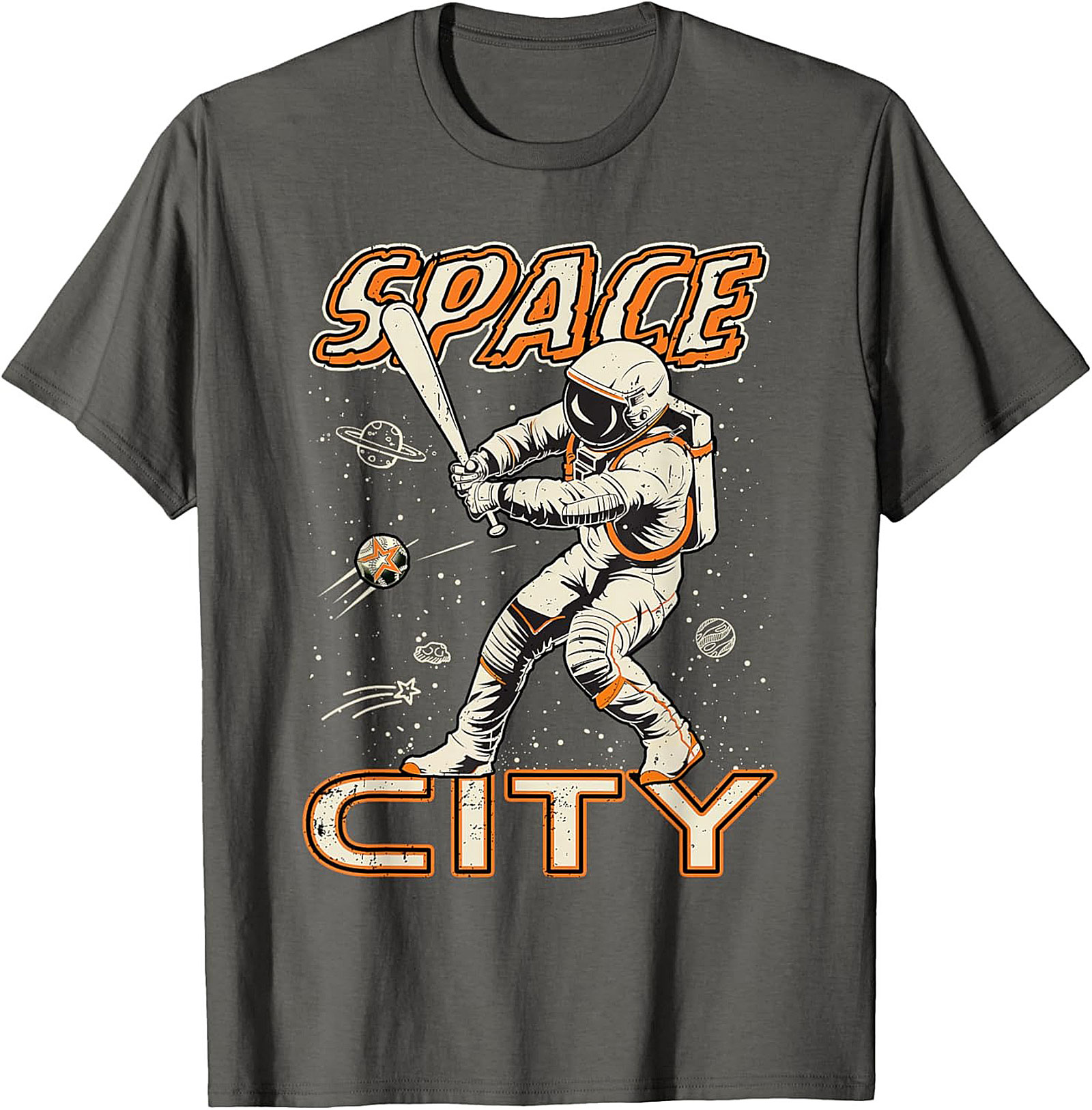 Space City Astronaut Baseball T-Shirt Retro Graphic Tee