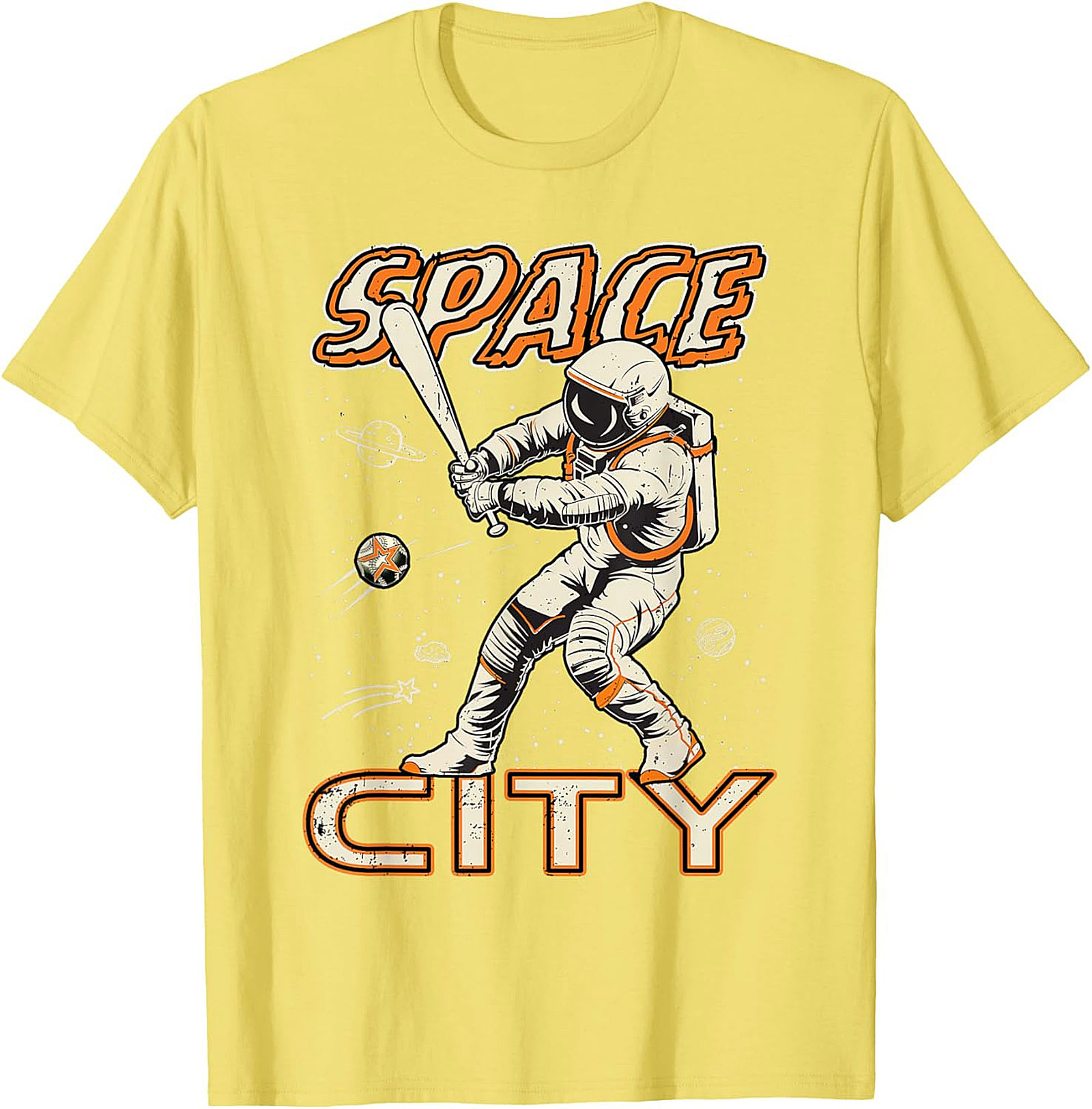 Space City Astronaut Baseball T-Shirt Retro Graphic Tee