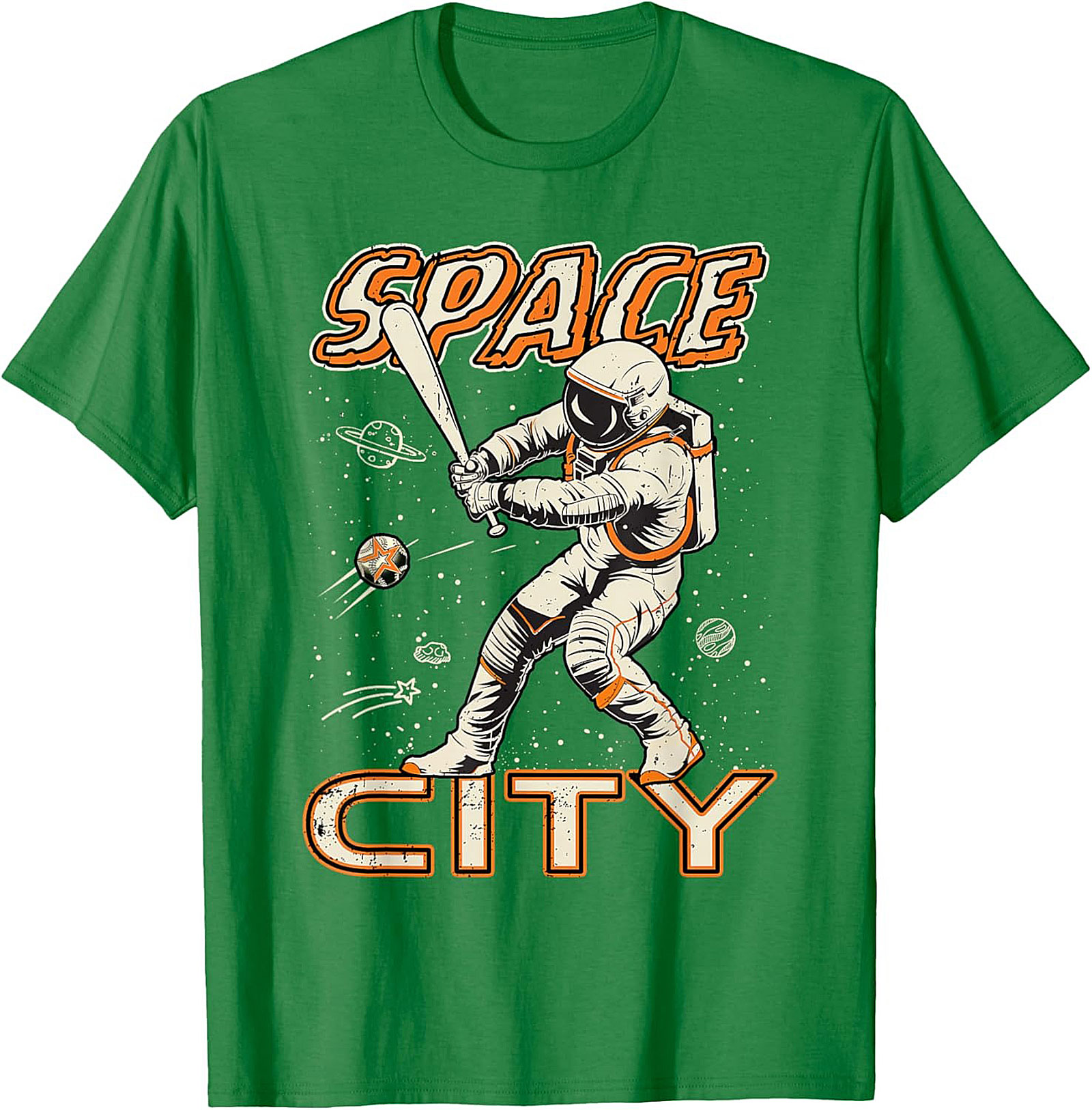 Space City Astronaut Baseball T-Shirt Retro Graphic Tee