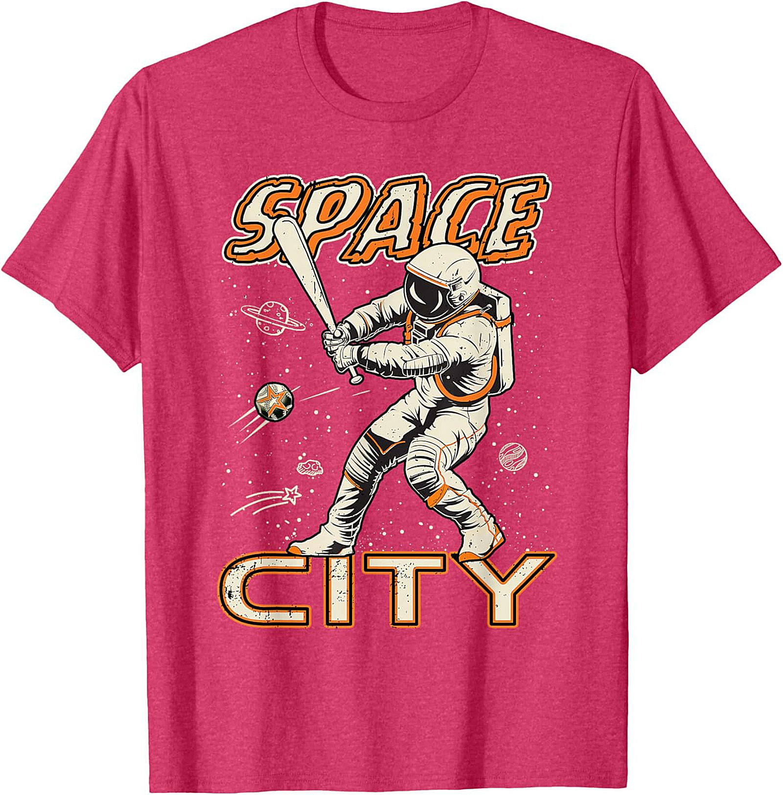 Space City Astronaut Baseball T-Shirt Retro Graphic Tee