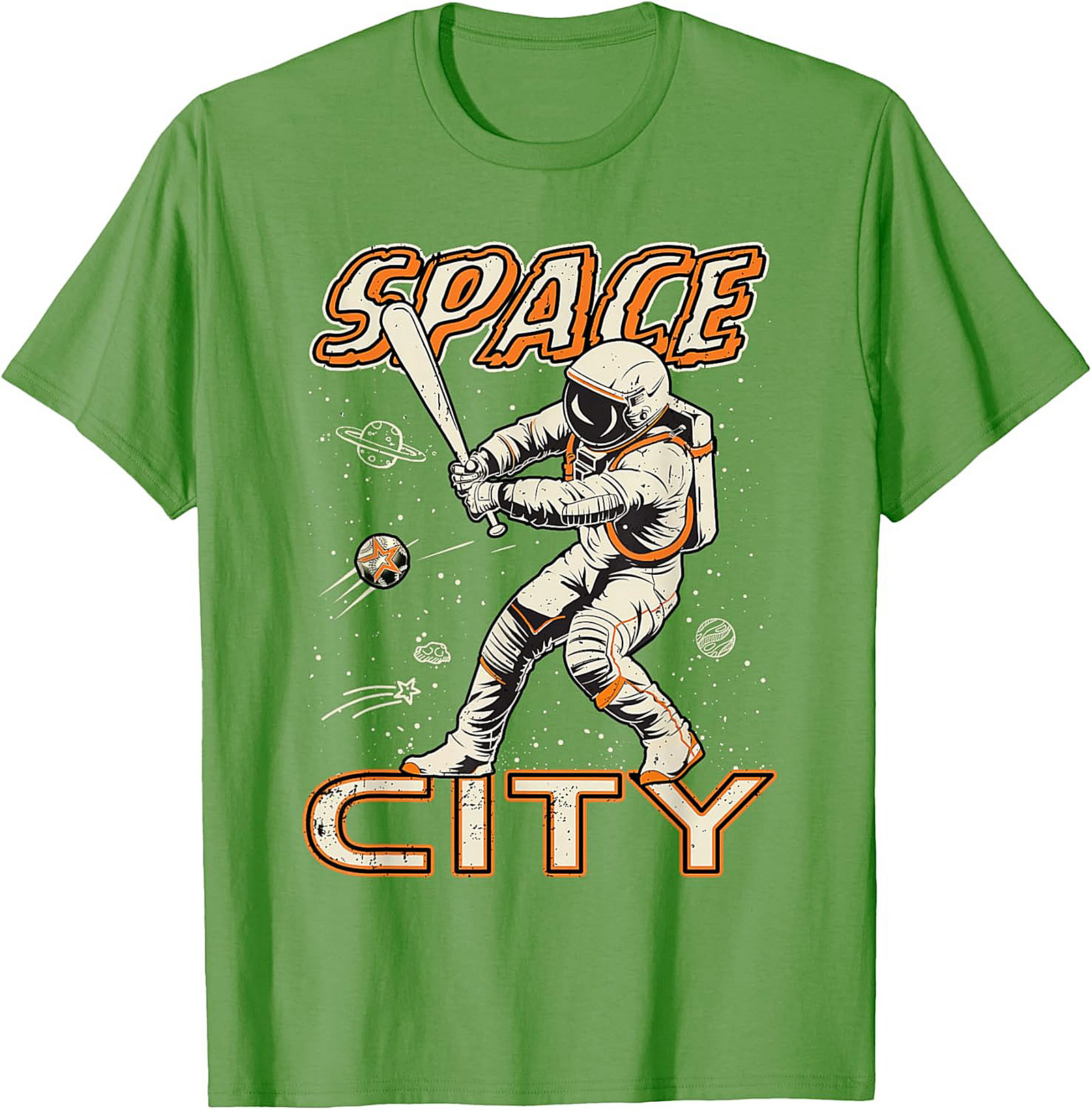 Space City Astronaut Baseball T-Shirt Retro Graphic Tee