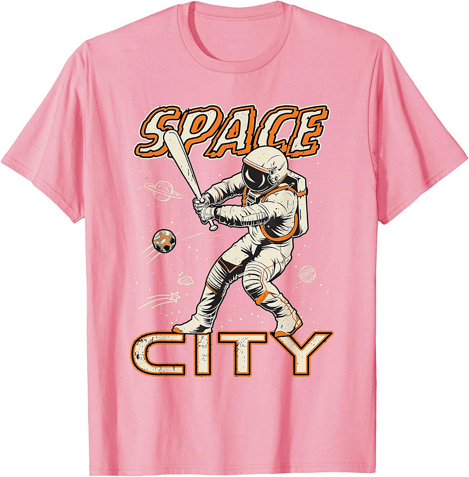 Space City Astronaut Baseball T-Shirt Retro Graphic Tee