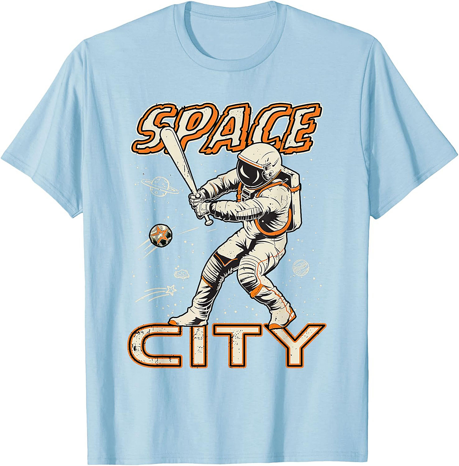 Space City Astronaut Baseball T-Shirt Retro Graphic Tee