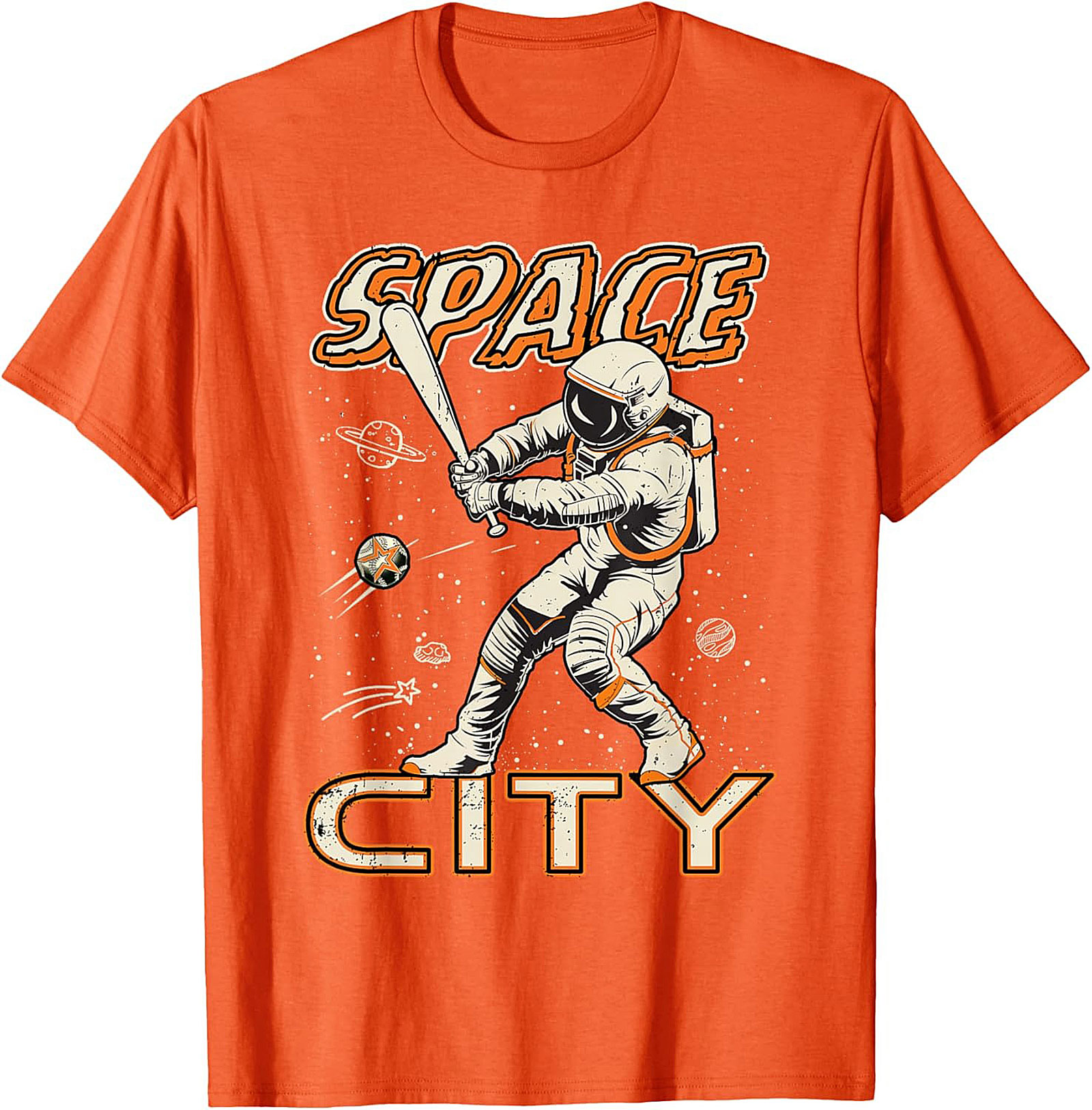 Space City Astronaut Baseball T-Shirt Retro Graphic Tee