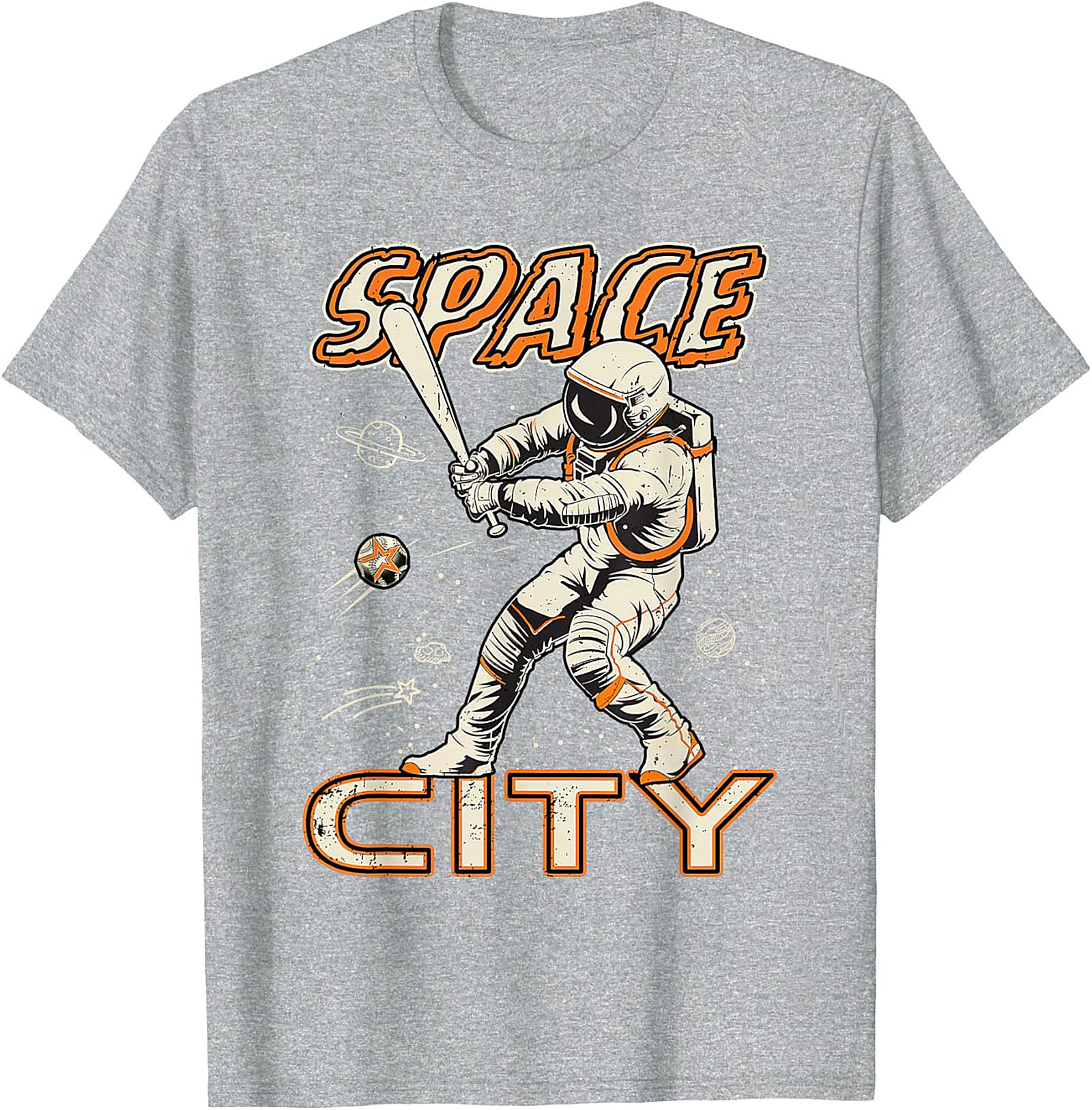 Space City Astronaut Baseball T-Shirt Retro Graphic Tee