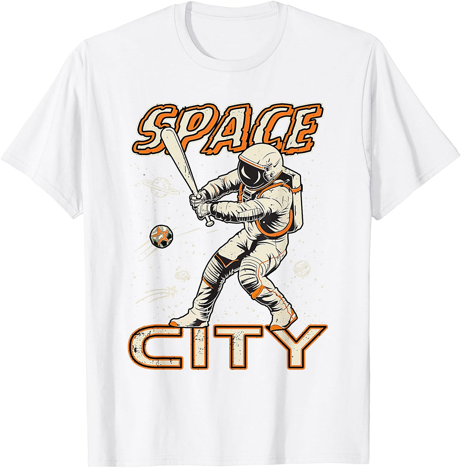 Space City Astronaut Baseball T-Shirt Retro Graphic Tee