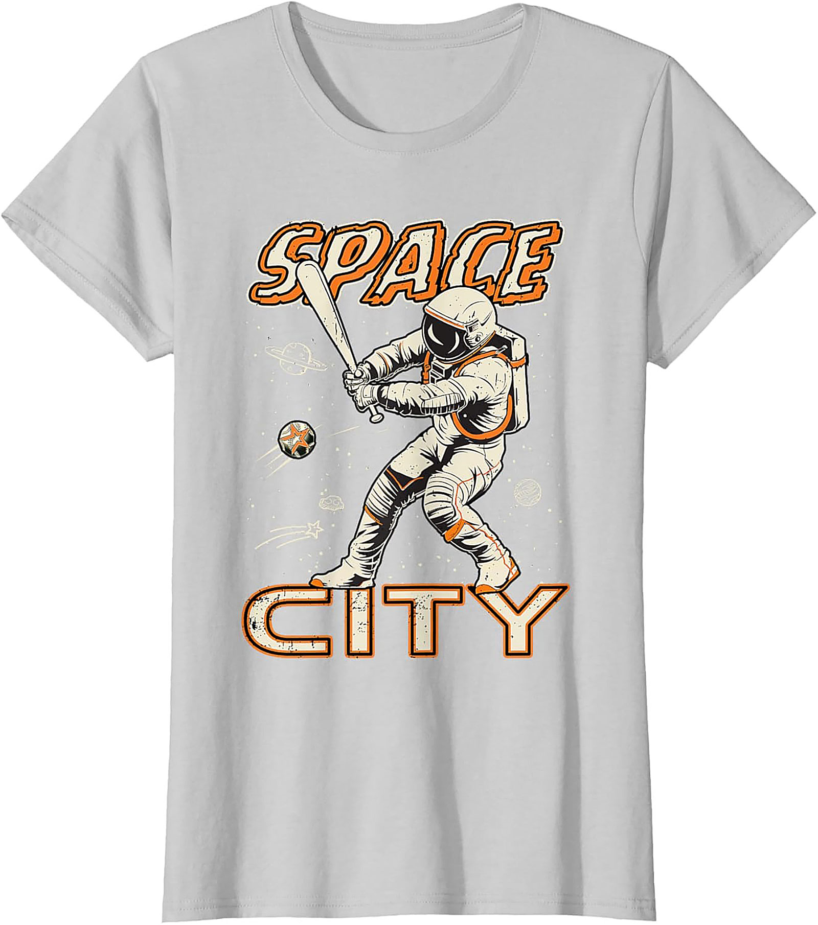 Space City Astronaut Baseball T-Shirt Retro Graphic Tee