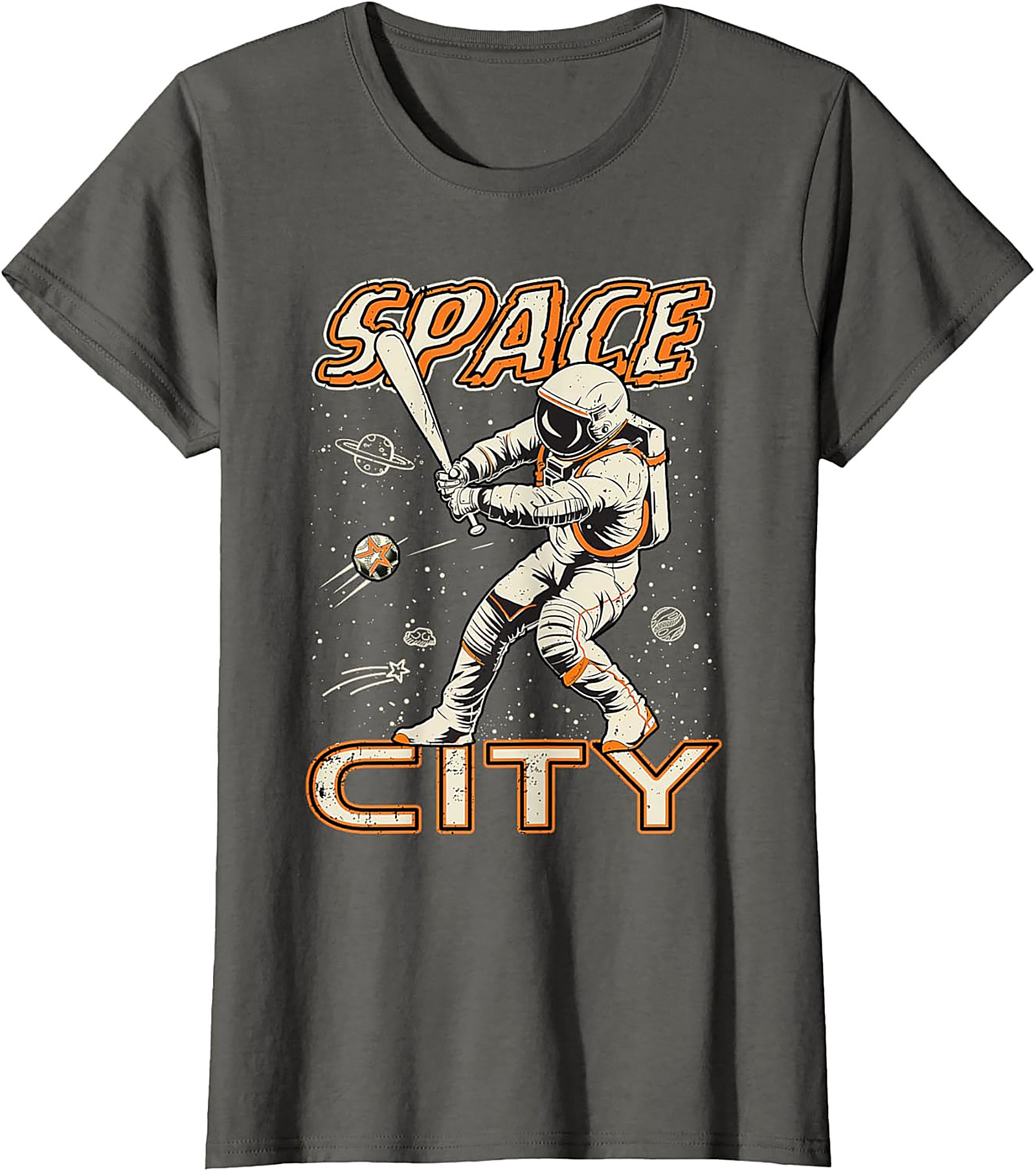 Space City Astronaut Baseball T-Shirt Retro Graphic Tee