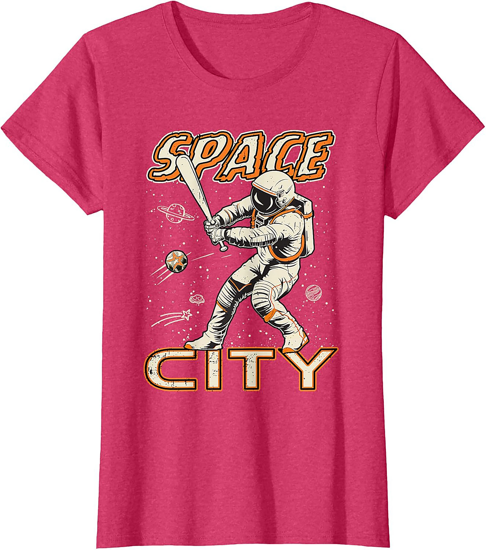 Space City Astronaut Baseball T-Shirt Retro Graphic Tee