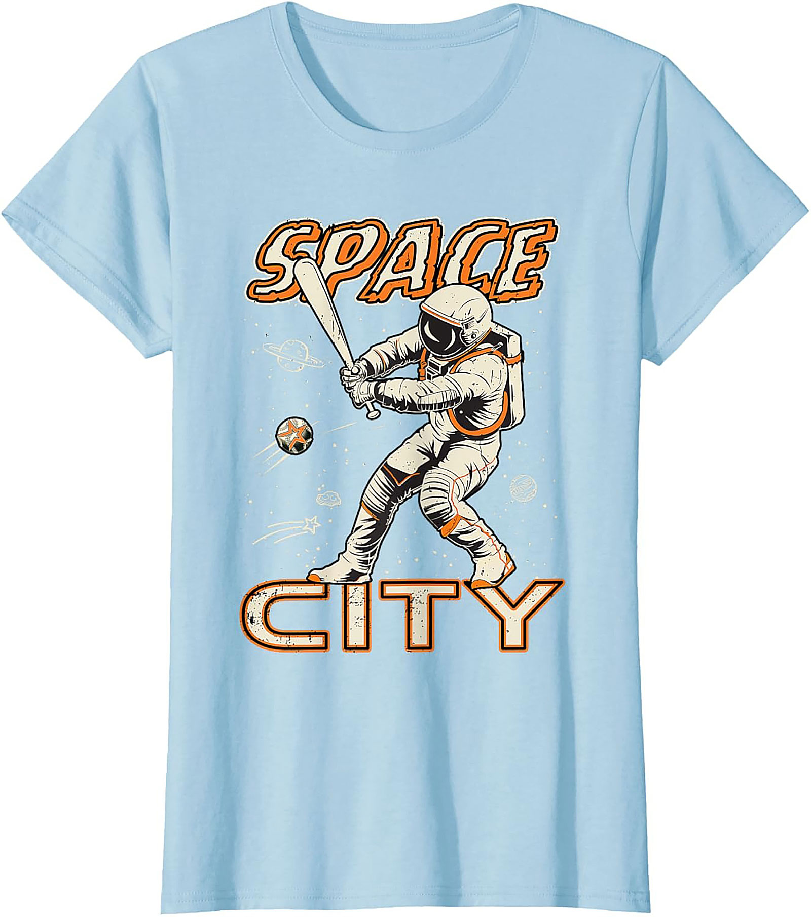 Space City Astronaut Baseball T-Shirt Retro Graphic Tee