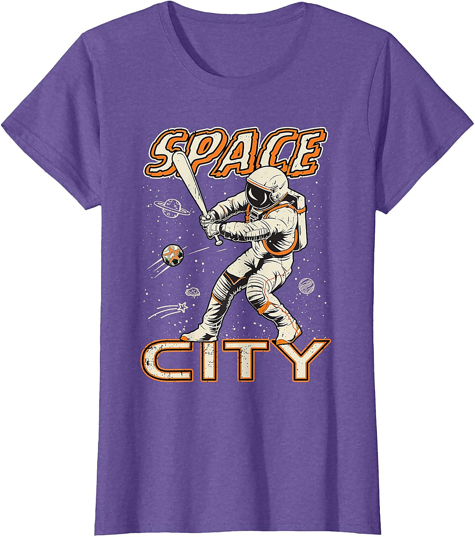 Space City Astronaut Baseball T-Shirt Retro Graphic Tee