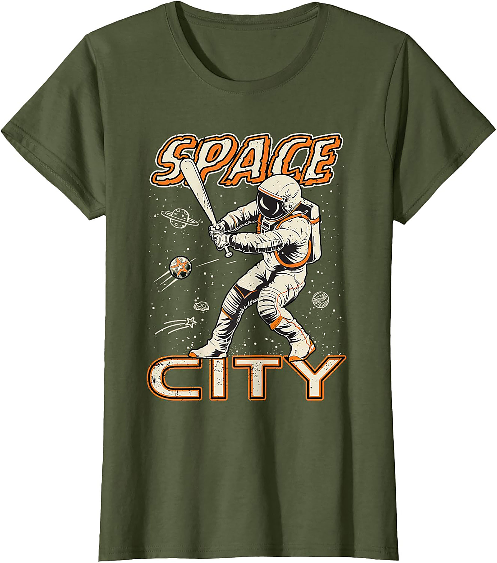 Space City Astronaut Baseball T-Shirt Retro Graphic Tee