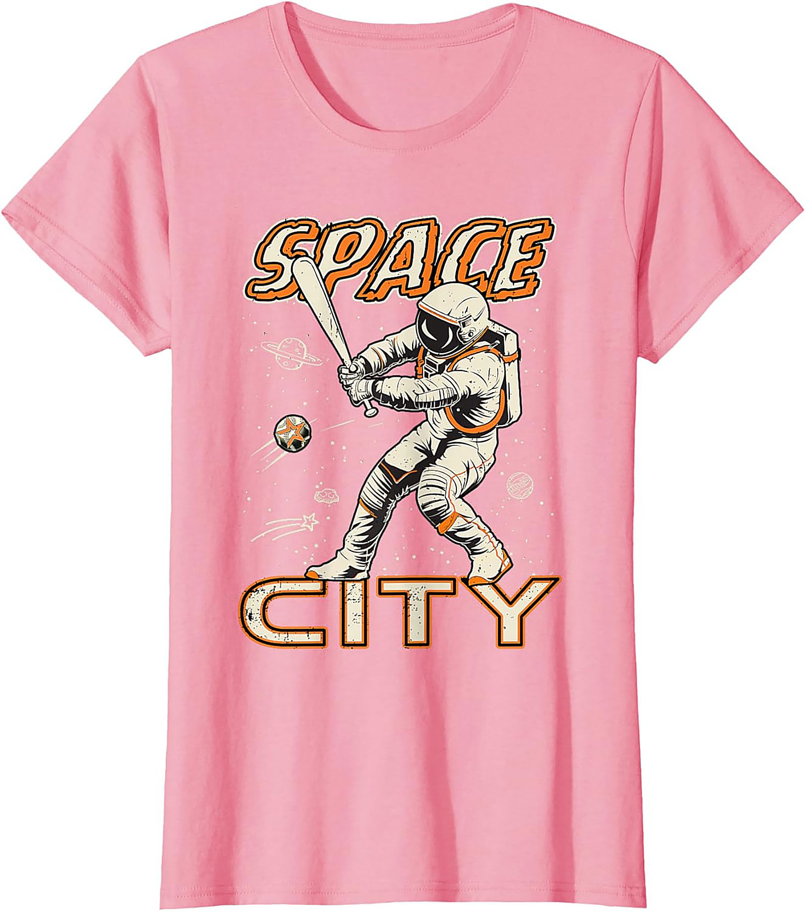 Space City Astronaut Baseball T-Shirt Retro Graphic Tee