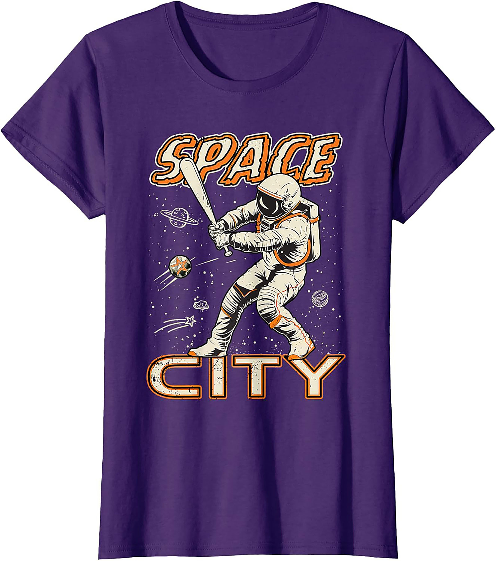 Space City Astronaut Baseball T-Shirt Retro Graphic Tee