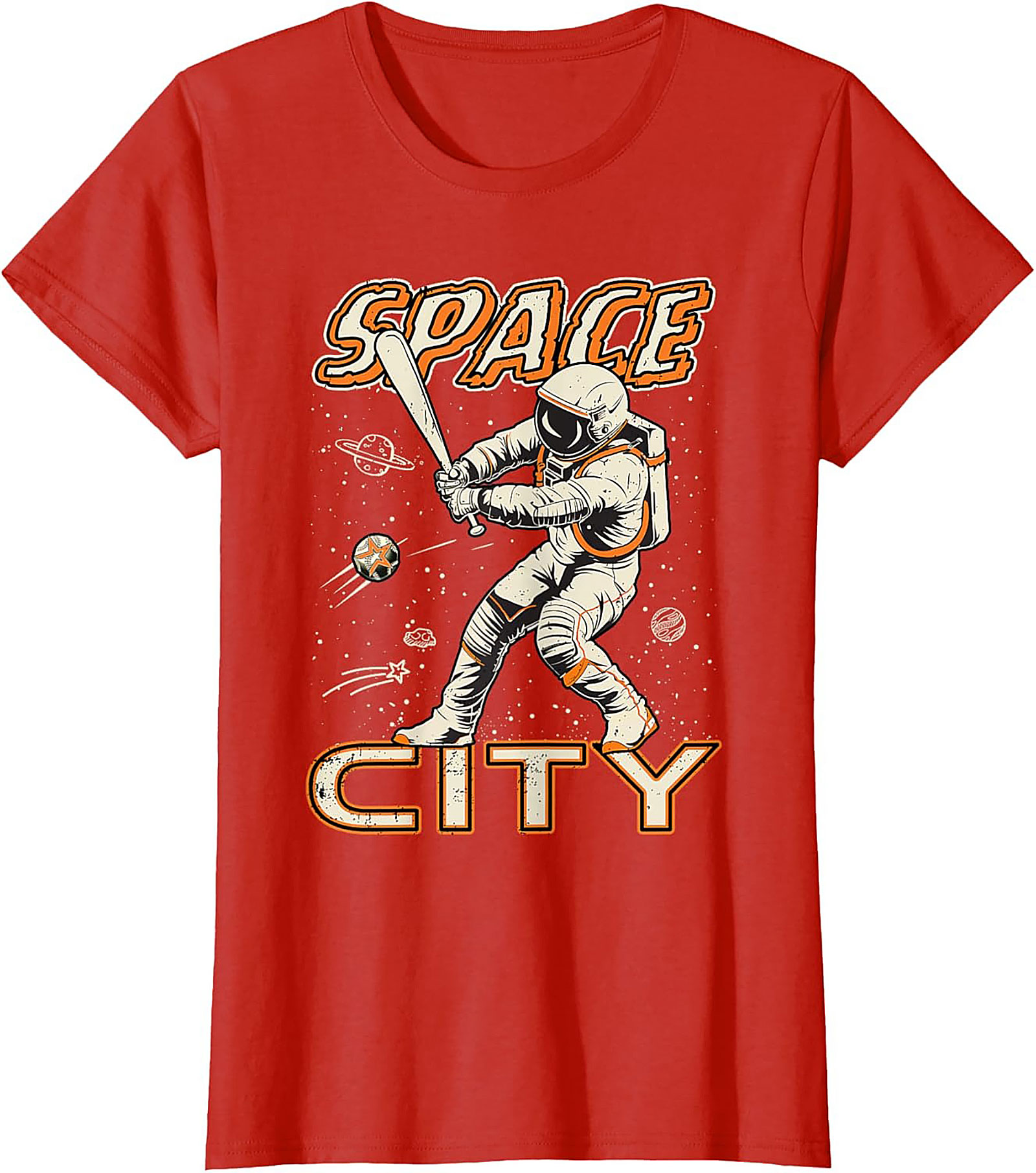Space City Astronaut Baseball T-Shirt Retro Graphic Tee