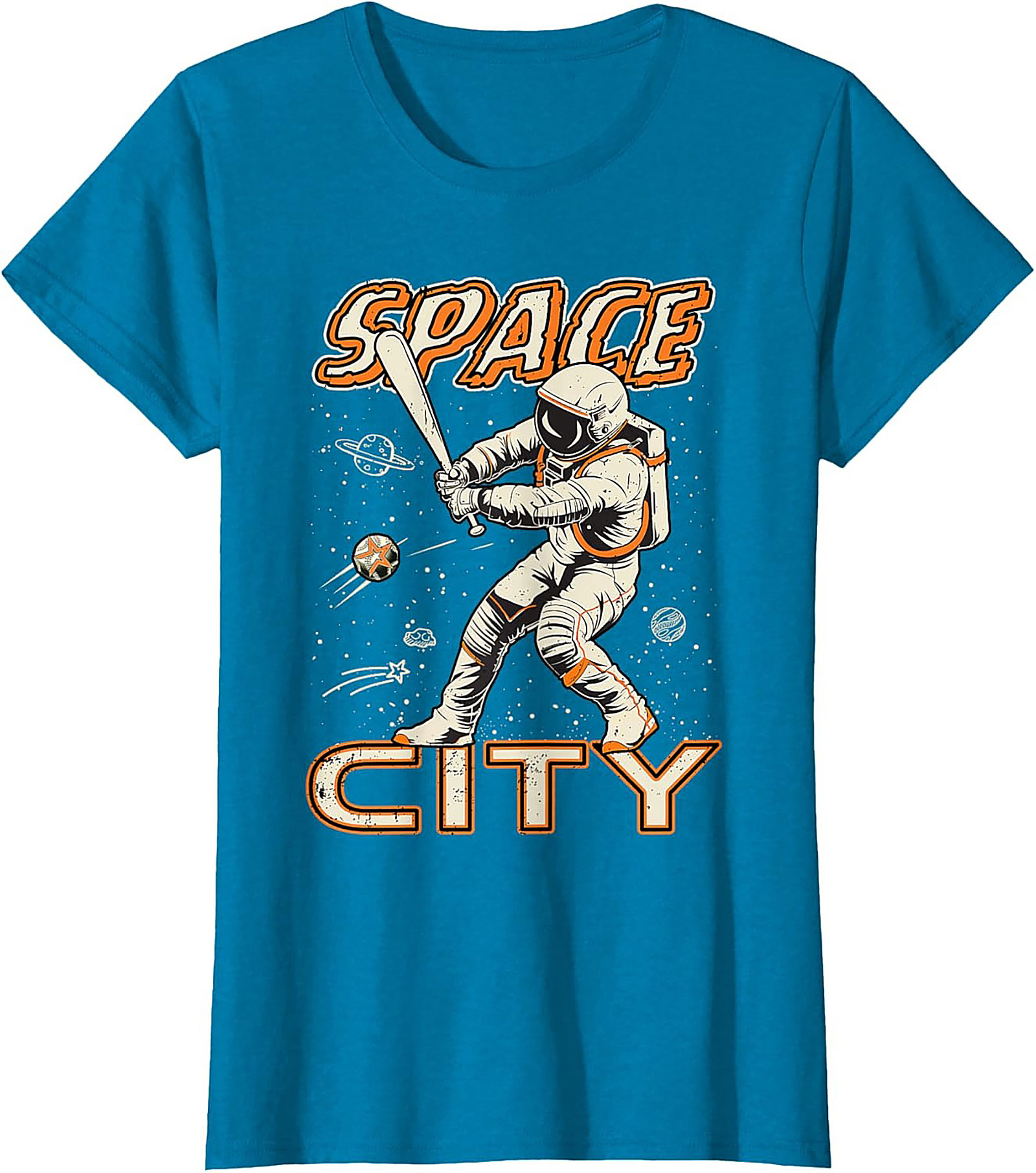 Space City Astronaut Baseball T-Shirt Retro Graphic Tee