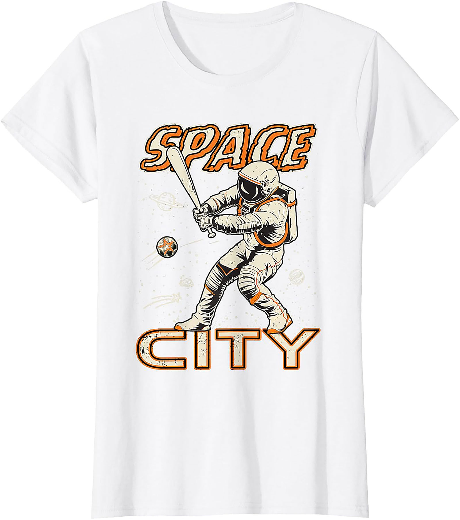 Space City Astronaut Baseball T-Shirt Retro Graphic Tee