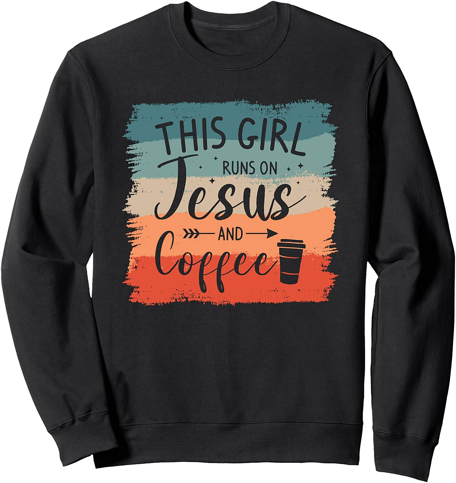 Jesus and Coffee Graphic Sweatshirt Retro Christian Crewneck