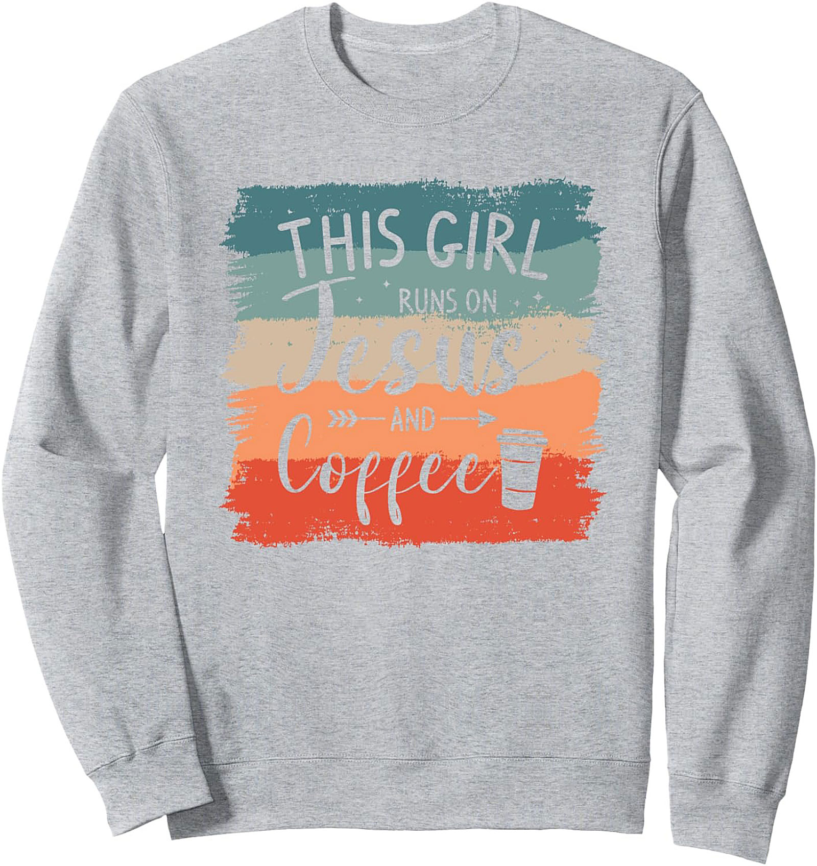  Jesus and Coffee Graphic Sweatshirt Retro Christian Crewneck