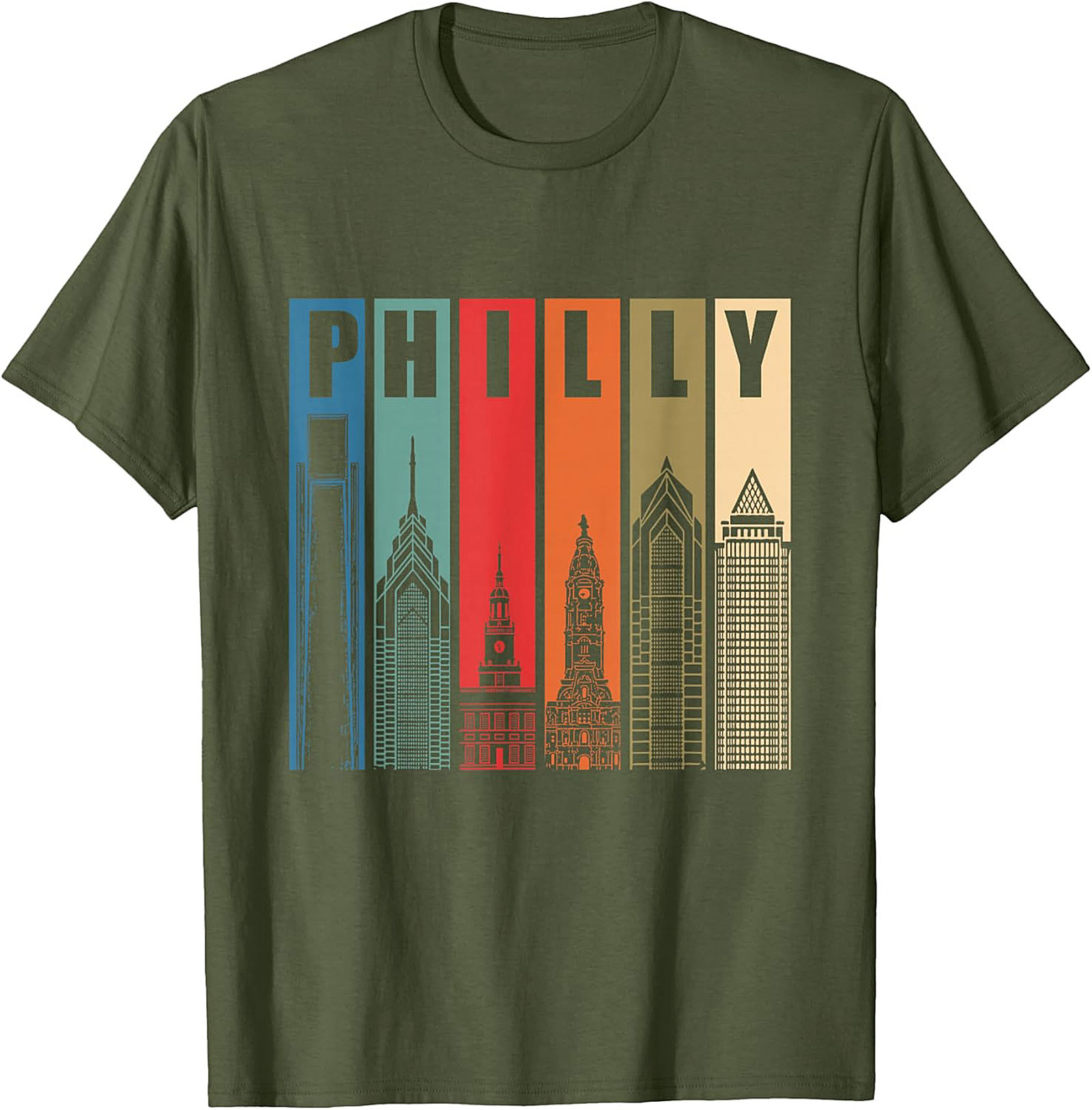 Retro Philly Skyline T-Shirt Philadelphia Graphic Tee