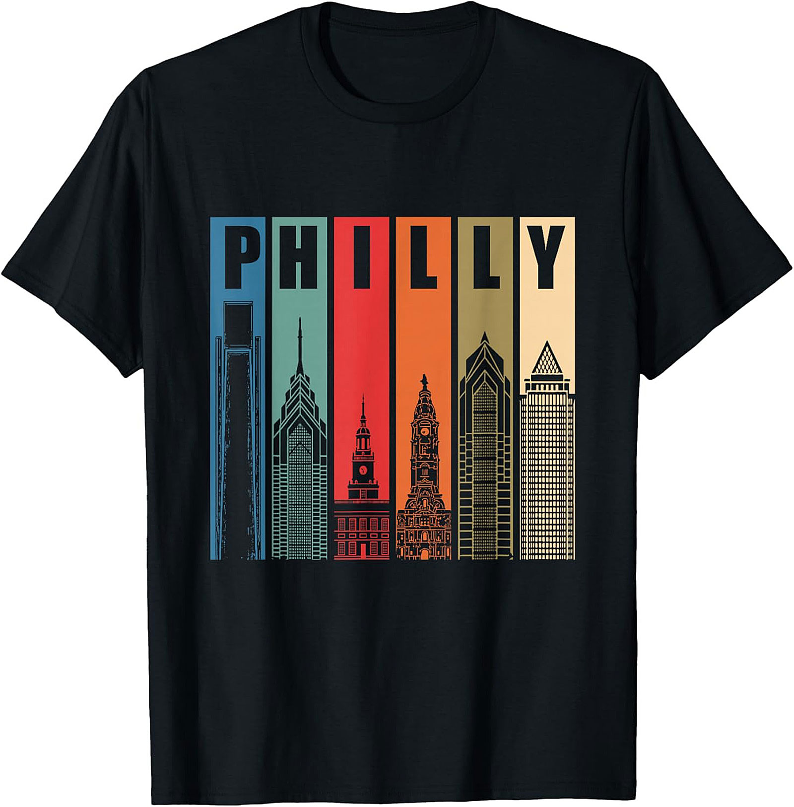 Retro Philly Skyline T-Shirt Philadelphia Graphic Tee