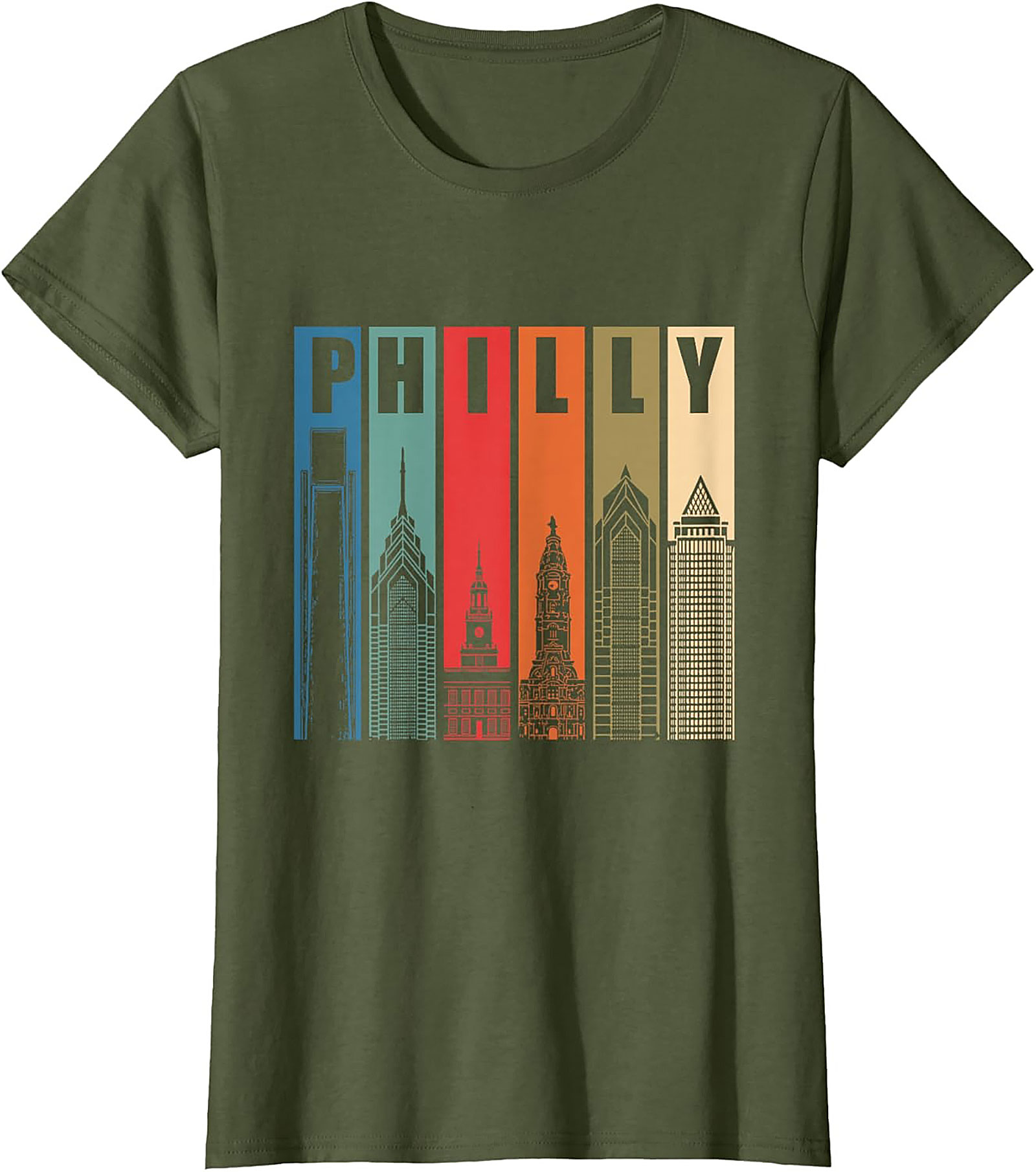 Retro Philly Skyline T-Shirt Philadelphia Graphic Tee