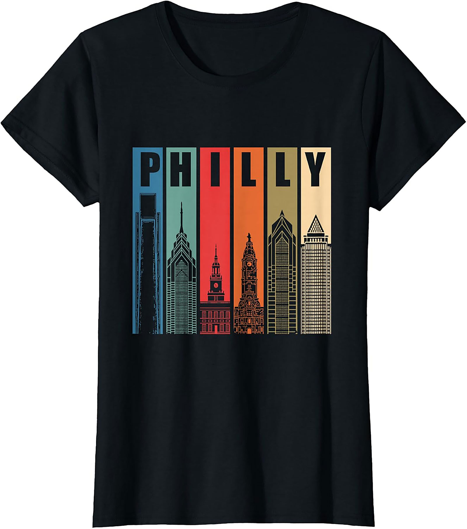 Retro Philly Skyline T-Shirt Philadelphia Graphic Tee