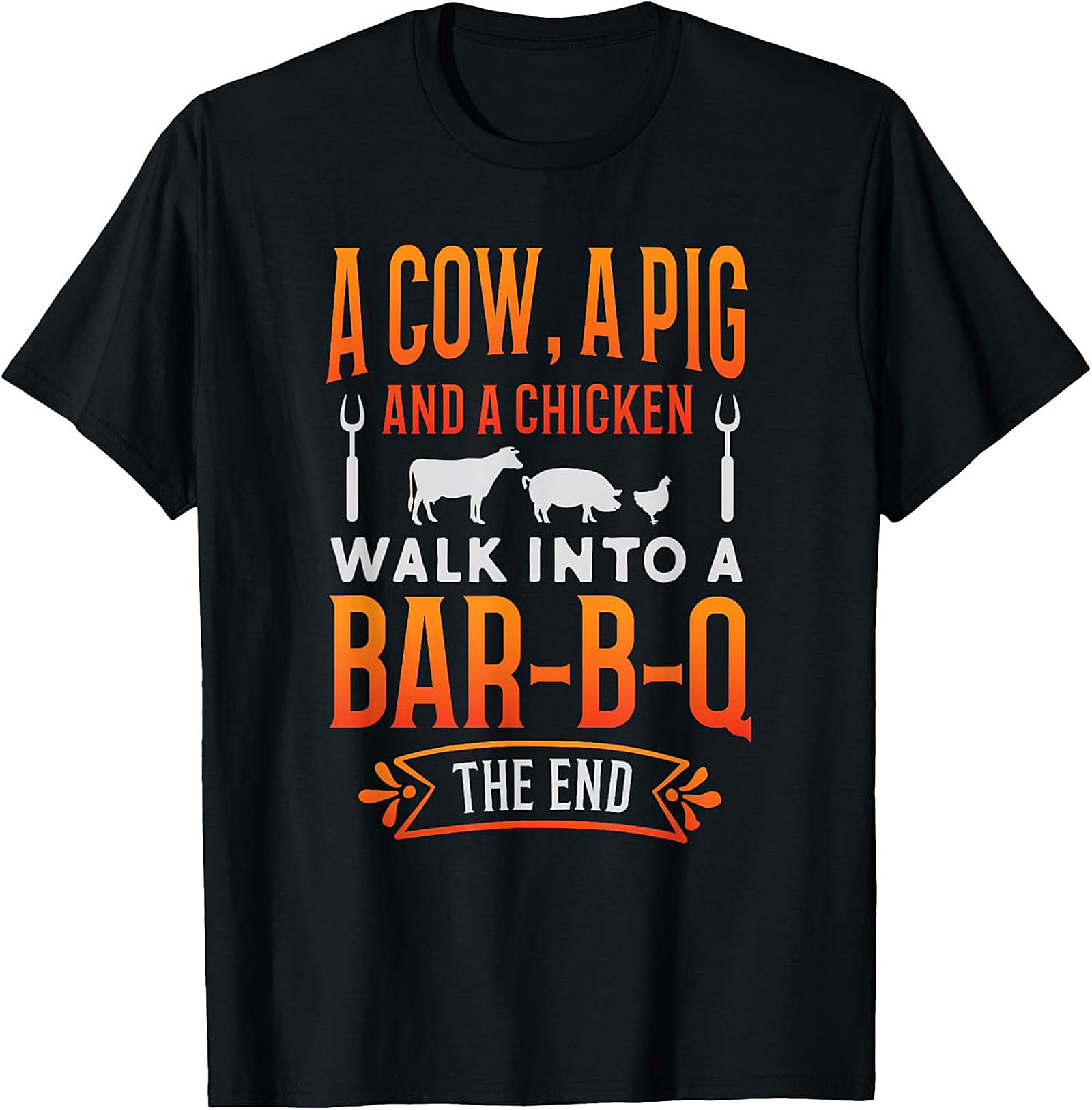 Funny BBQ Graphic Tee - Cow Pig Chicken Joke T-Shirt