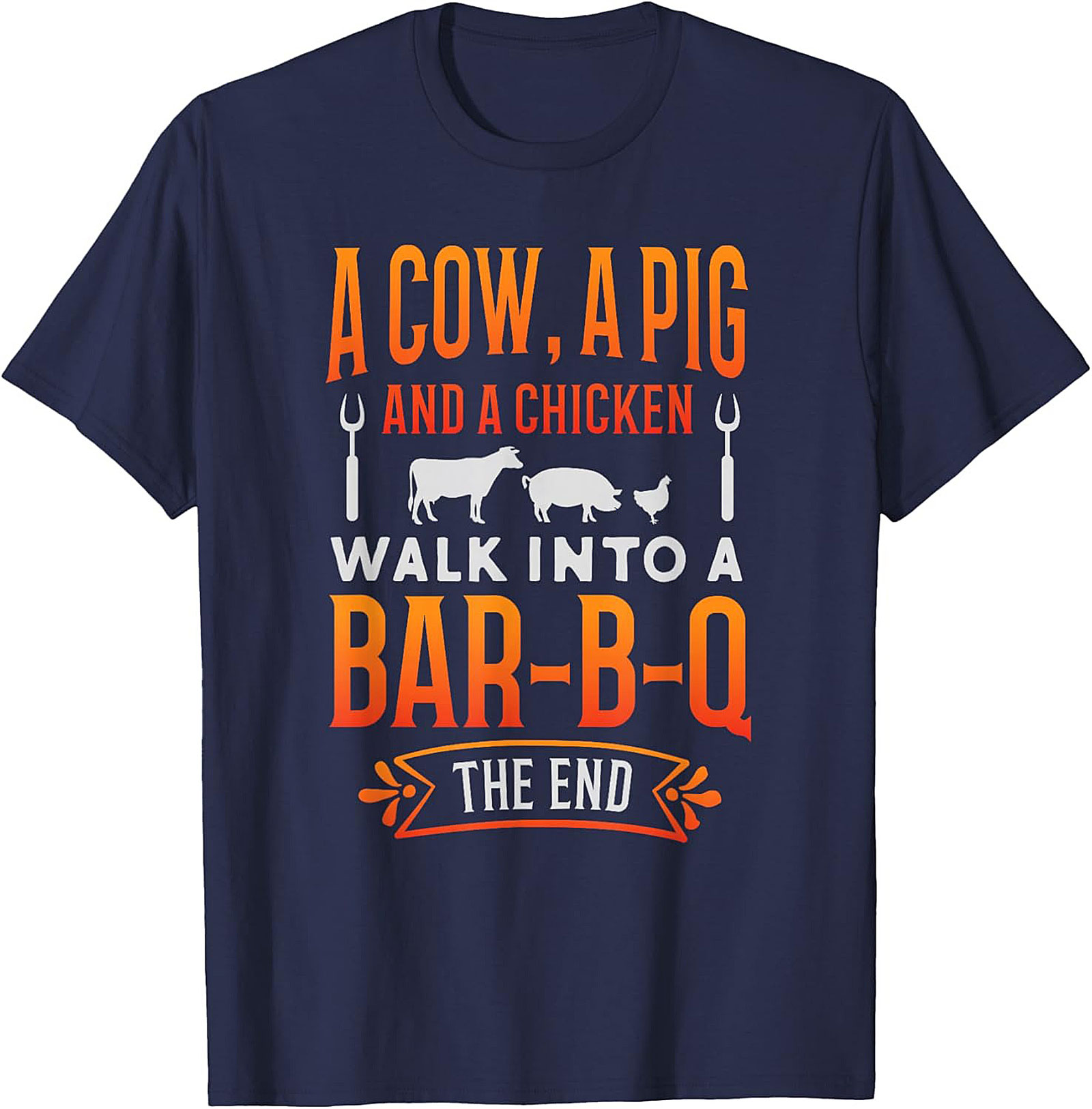 Funny BBQ Graphic Tee - Cow Pig Chicken Joke T-Shirt