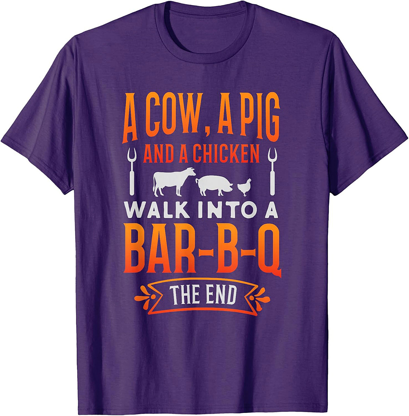 Funny BBQ Graphic Tee - Cow Pig Chicken Joke T-Shirt