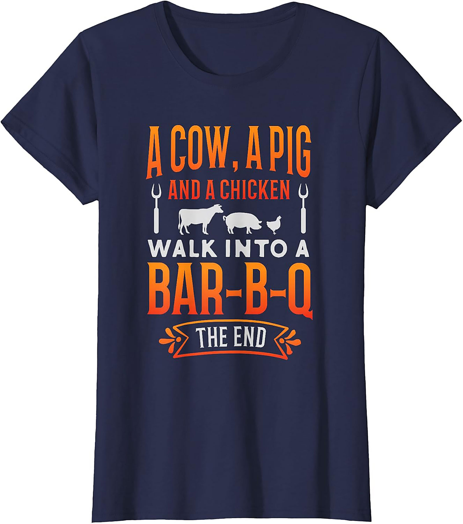 Funny BBQ Graphic Tee - Cow Pig Chicken Joke T-Shirt