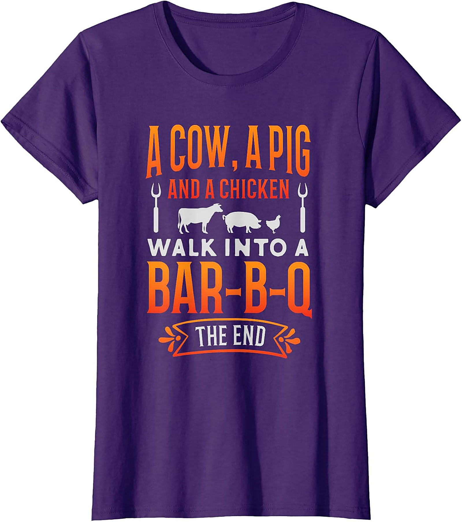 Funny BBQ Graphic Tee - Cow Pig Chicken Joke T-Shirt