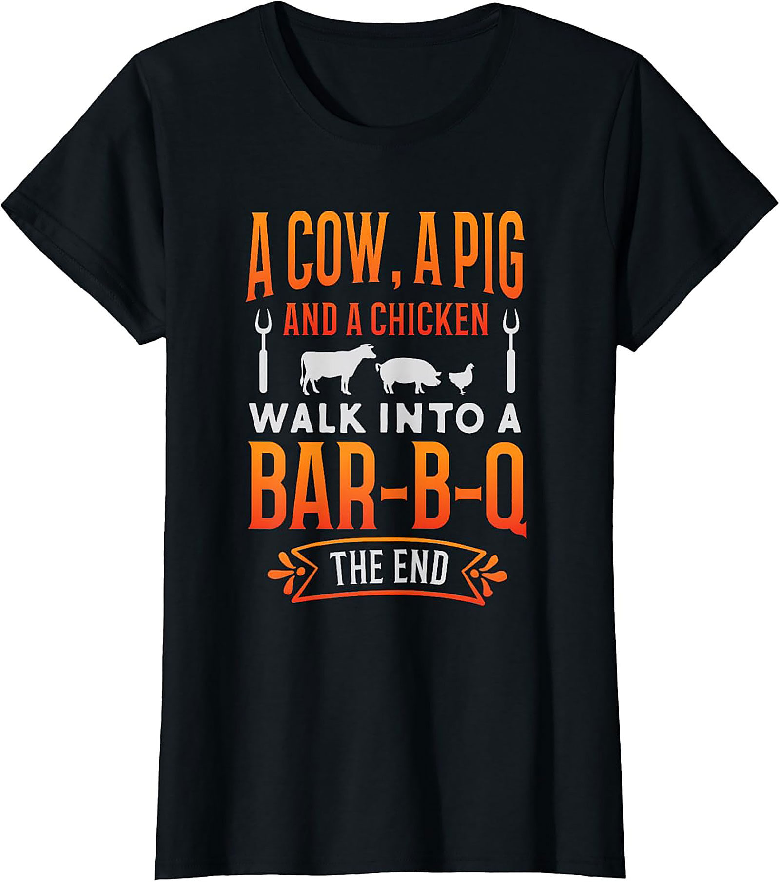 Funny BBQ Graphic Tee - Cow Pig Chicken Joke T-Shirt