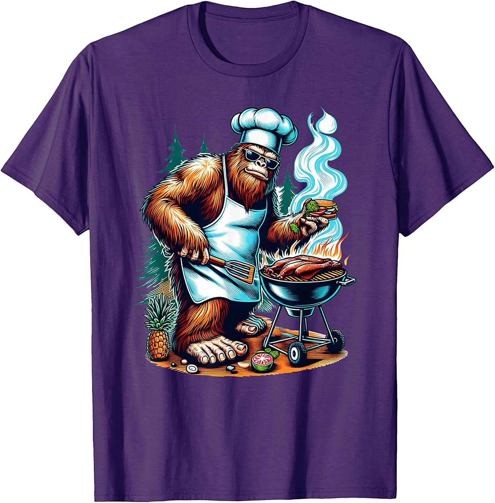 Sasquatch BBQ Master T-Shirt | Funny Bigfoot Grilling Tee