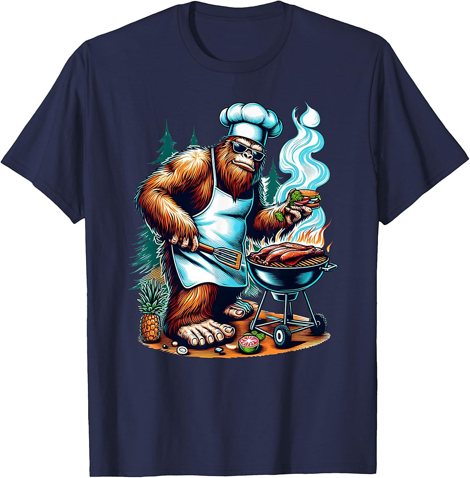 Sasquatch BBQ Master T-Shirt | Funny Bigfoot Grilling Tee