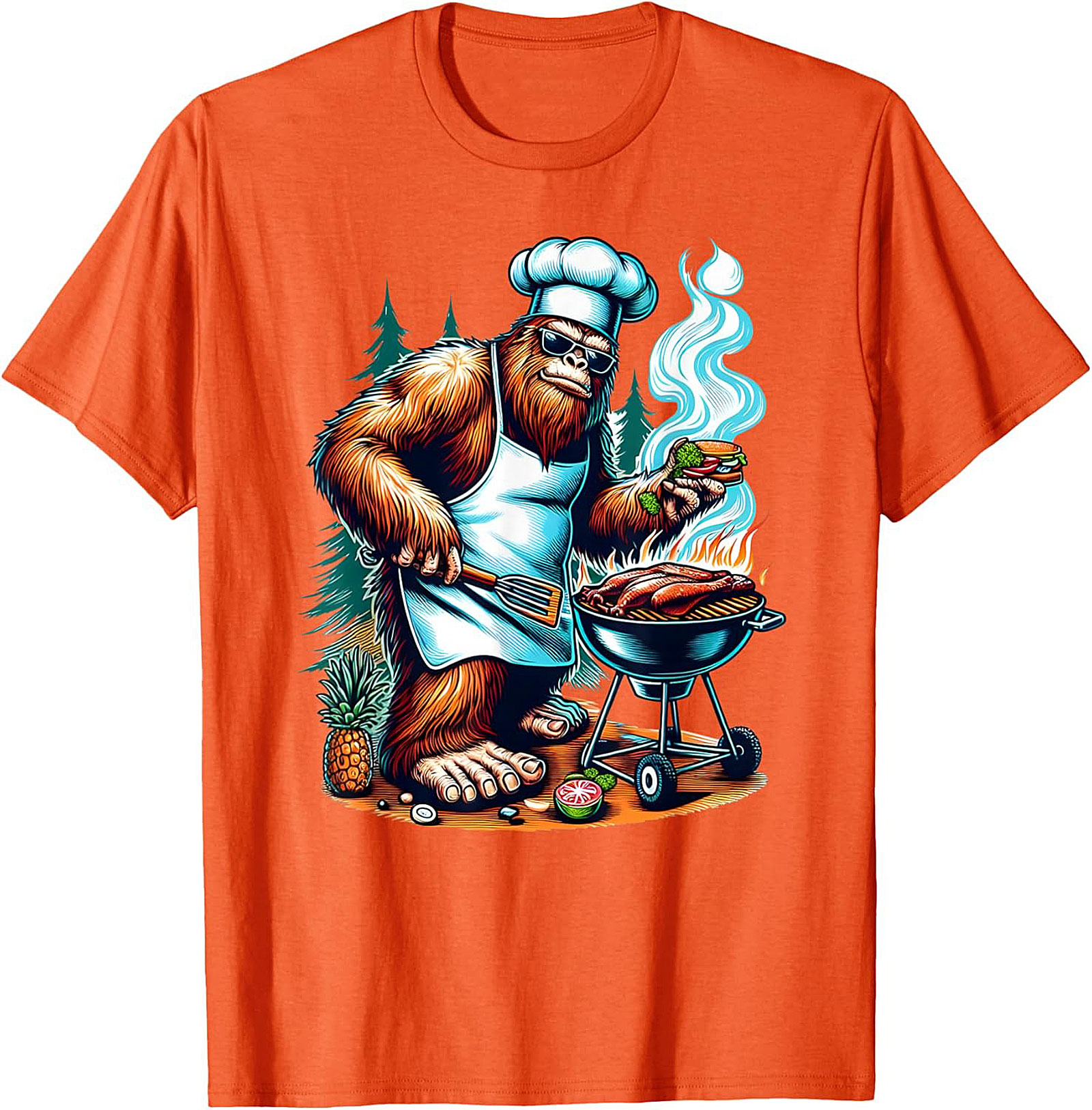 Sasquatch BBQ Master T-Shirt | Funny Bigfoot Grilling Tee