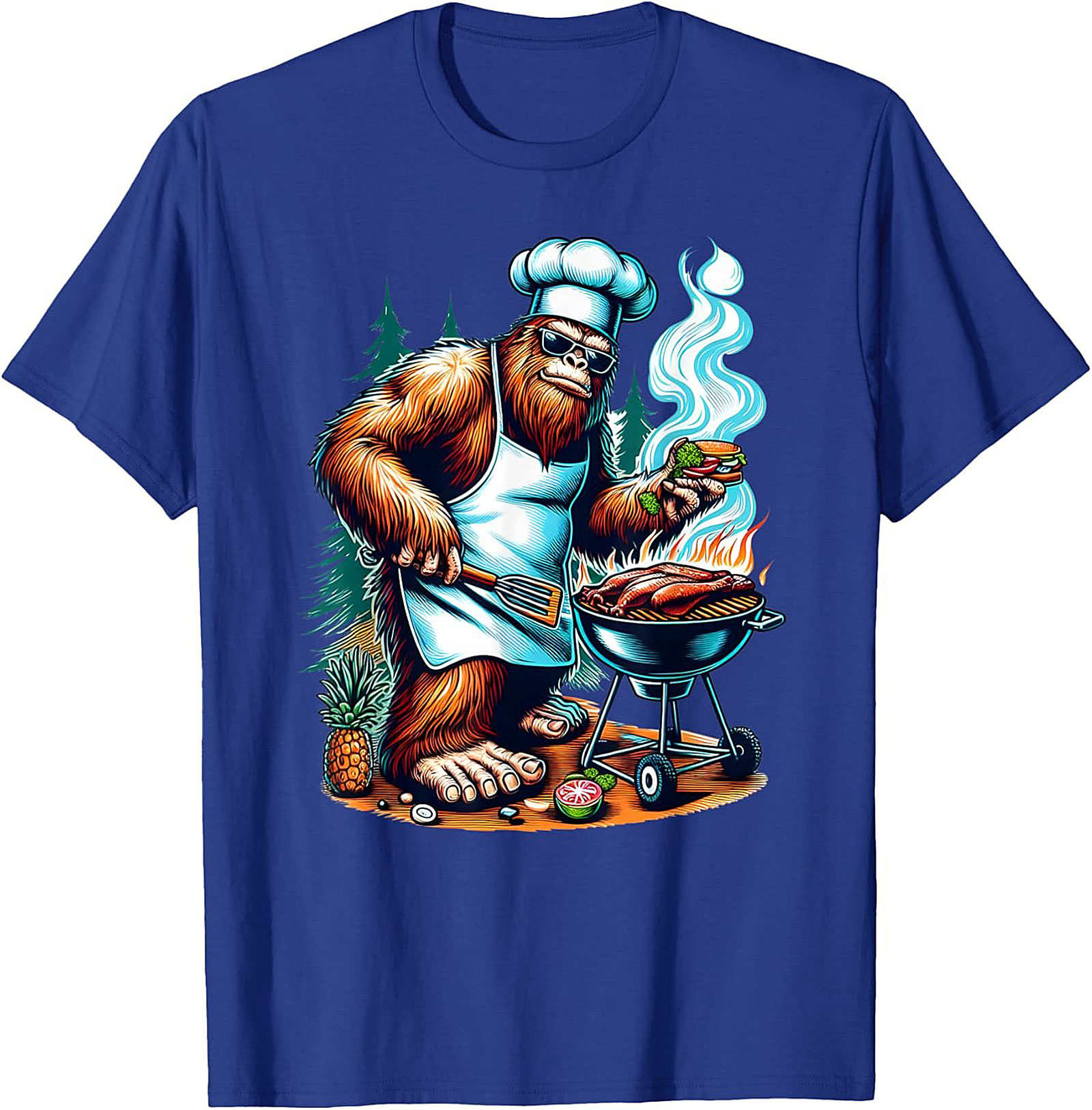 Sasquatch BBQ Master T-Shirt | Funny Bigfoot Grilling Tee
